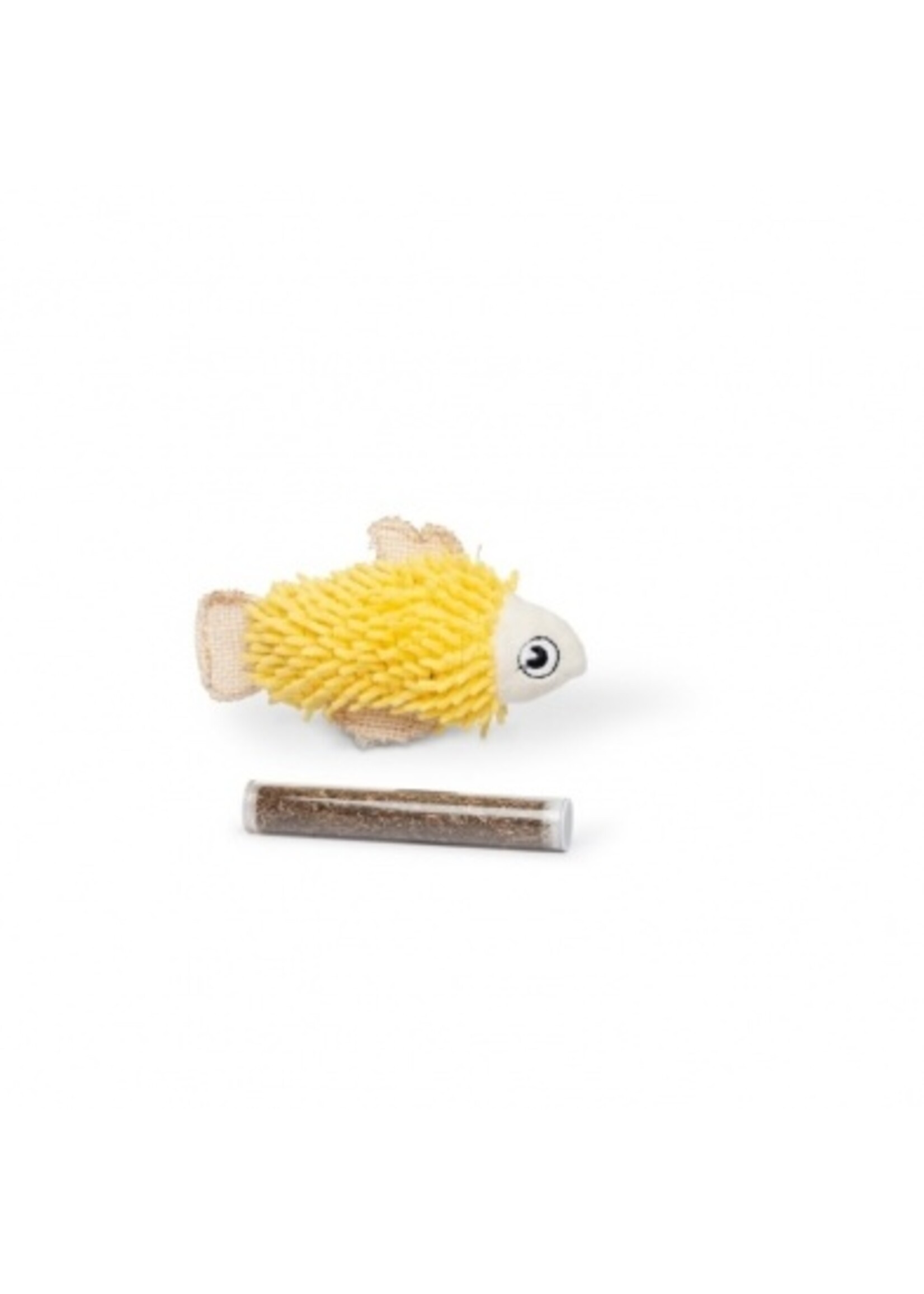 Budz Budz Yellow Fish Cat Toy w/ Catnip Pocket - 1 Tube 4.5"