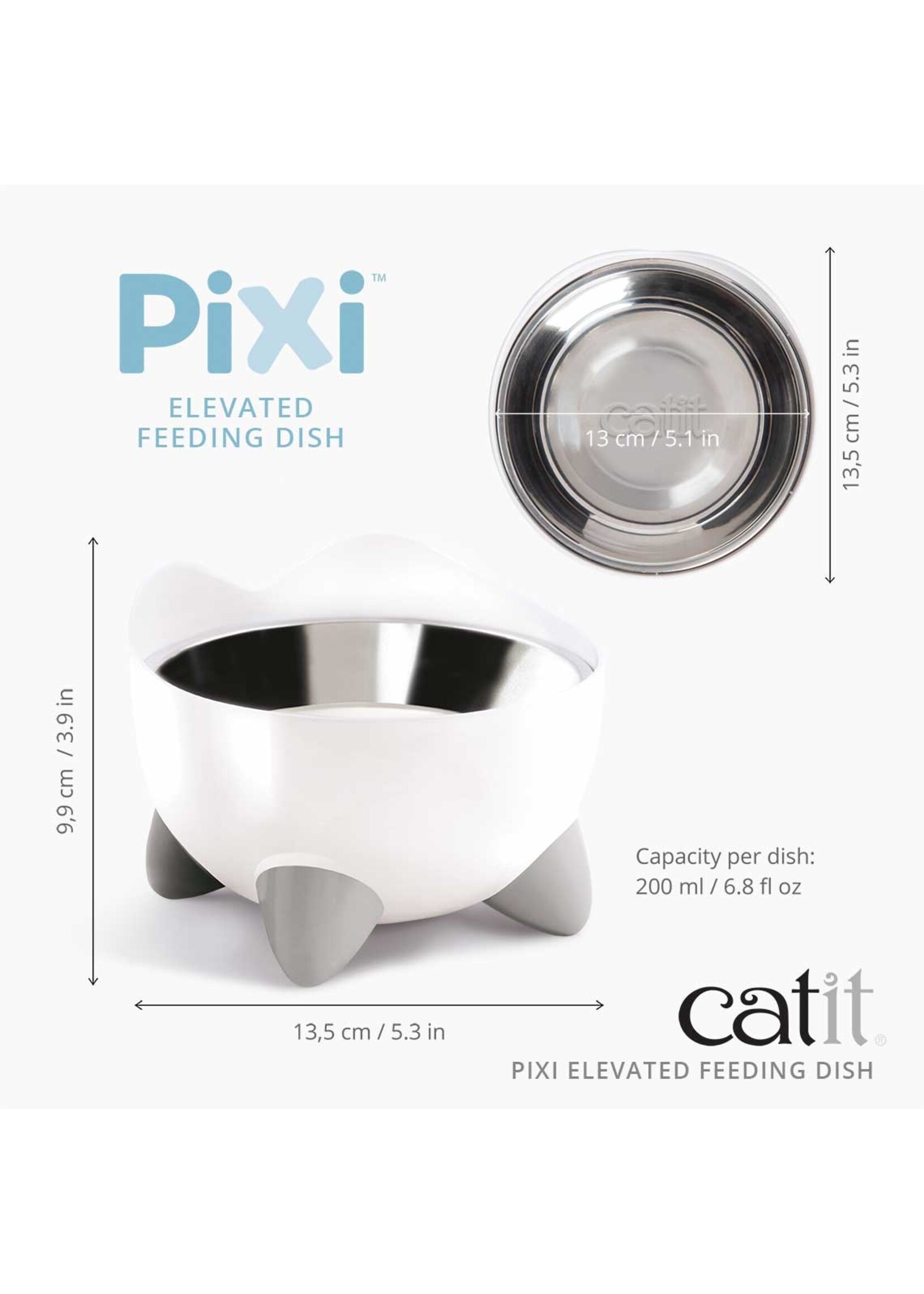 Catit Catit PIXI Stainless Steel Elevated Feeding Dish White 200ml