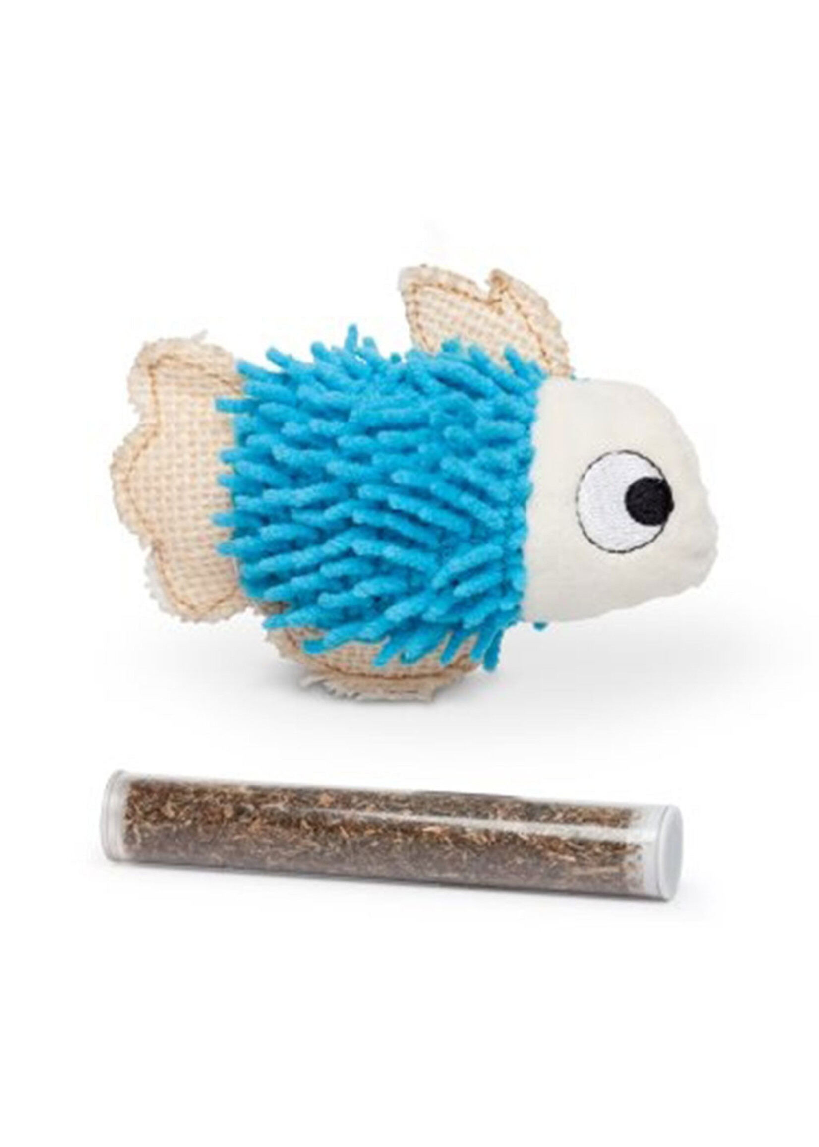 Budz Budz Blue Fish Cat Toy w/ Catnip Pocket 1 Tube 4.5"
