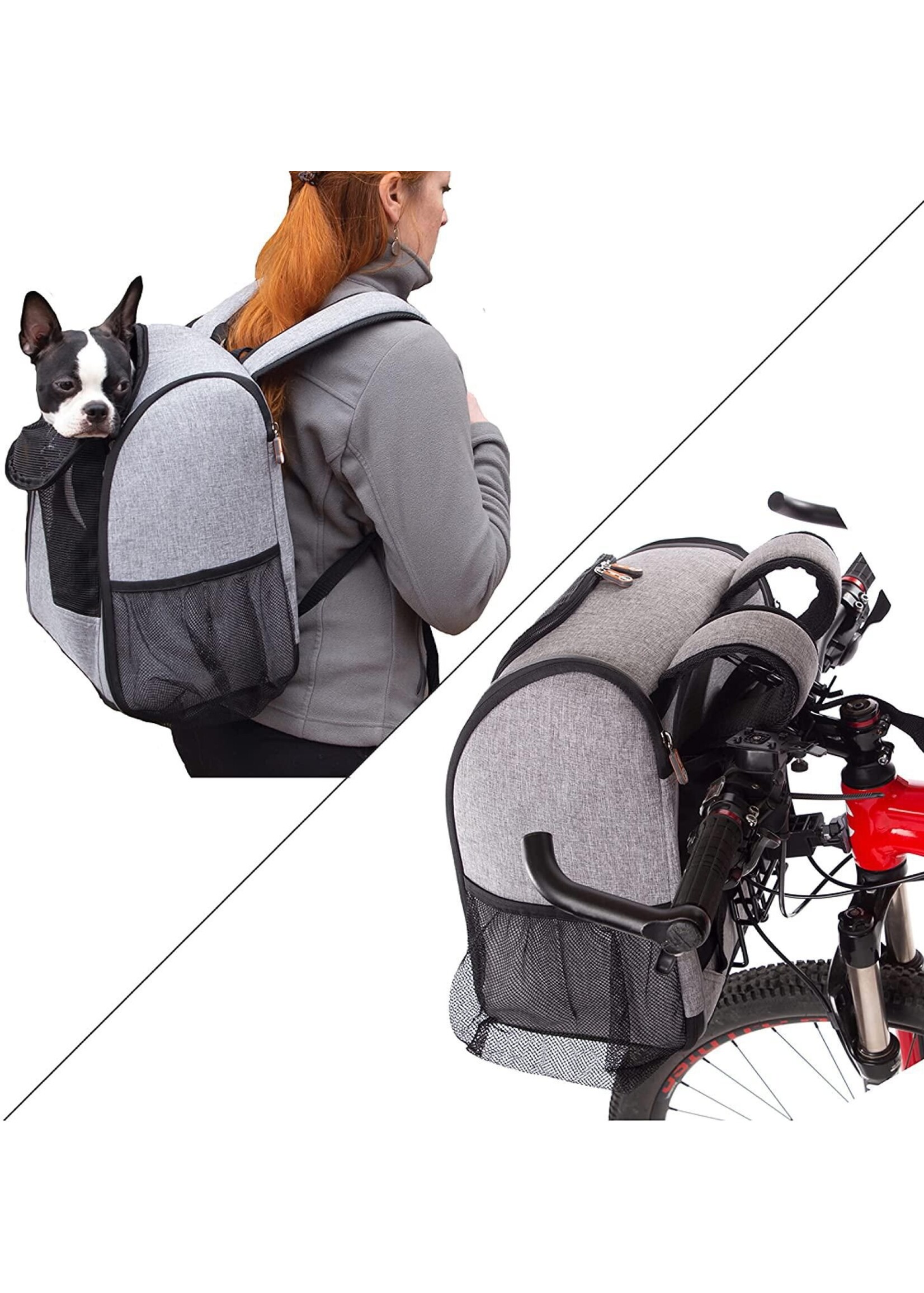 K&H Pet Products K&H Travel Bike Backpack Gray 9.5 x 14 x 15.75in