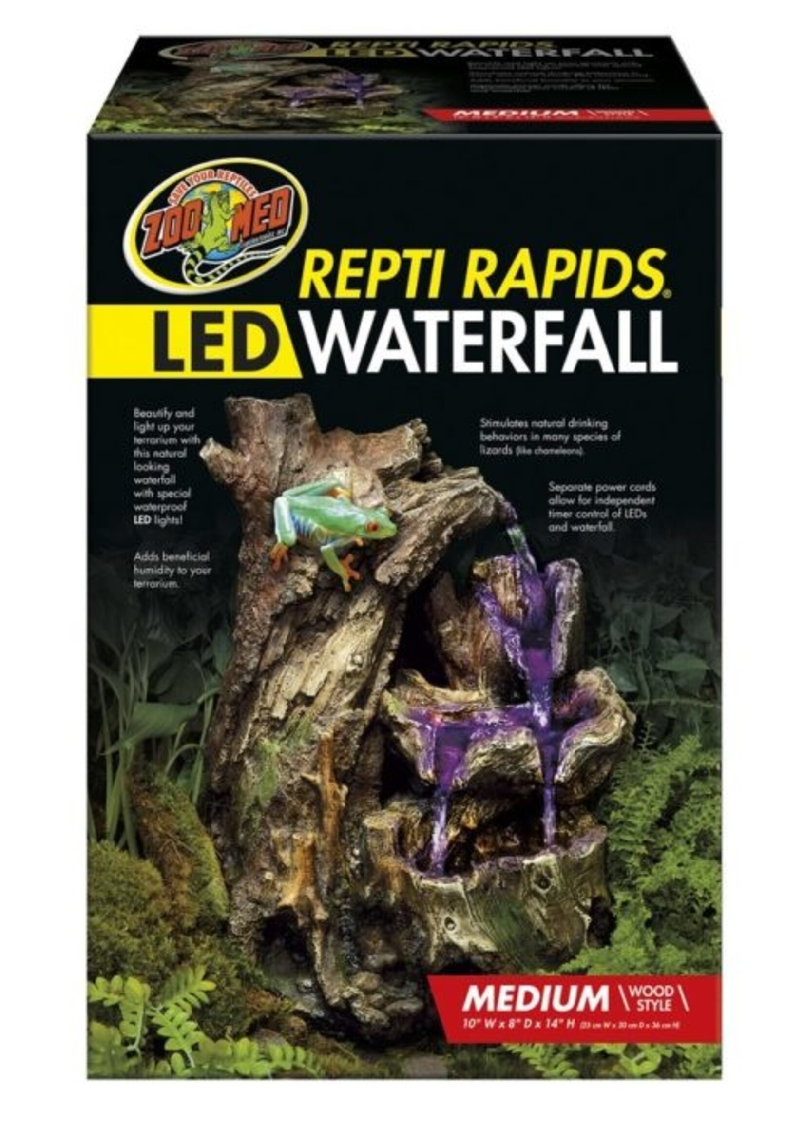 Zoo Med Zoo Med Repti Rapids LED Waterfall Wood Medium 10 x 8 x 14"