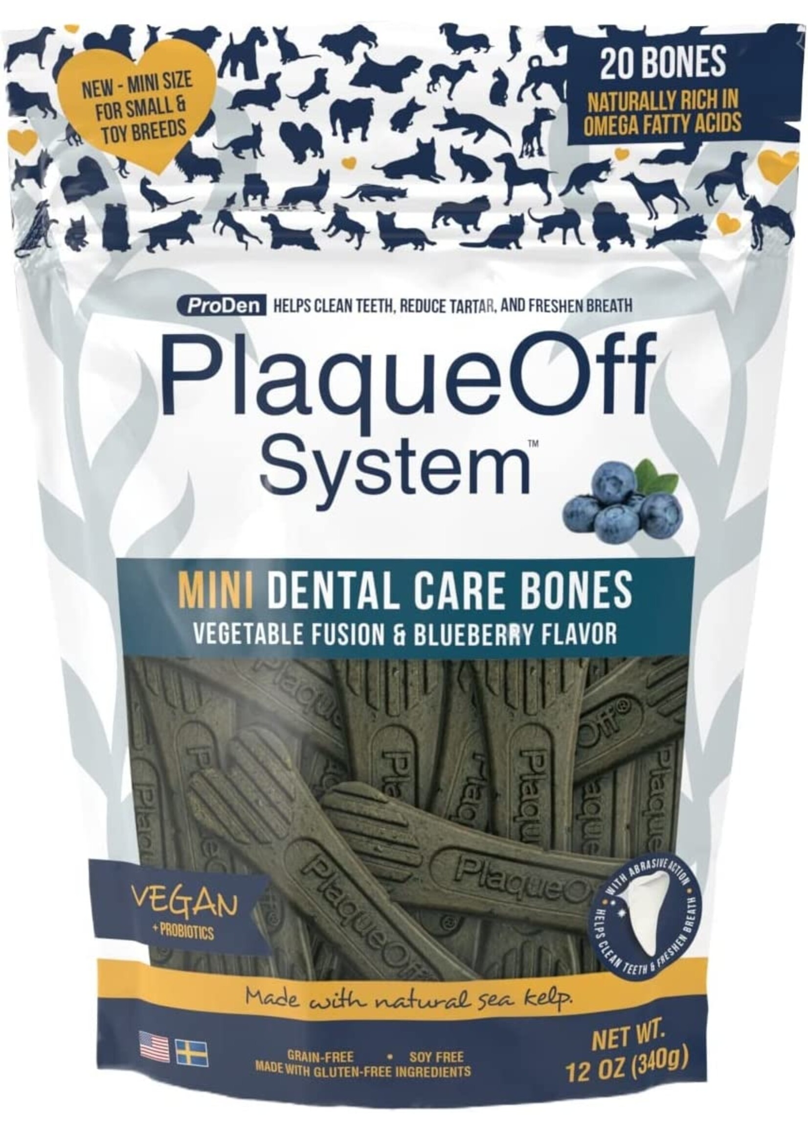 Swedencare Plaque Off ProDen Dental Bones Mini Veggie Blueberry 12oz
