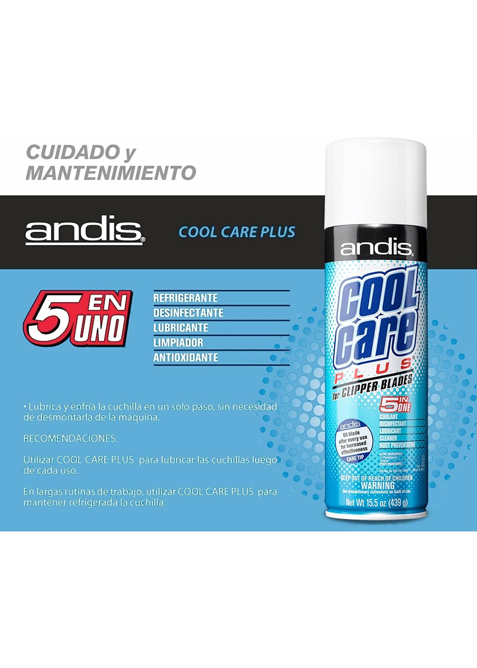 Andis Andis Cool Care Plus for Clipper Blades 5 IN ONE