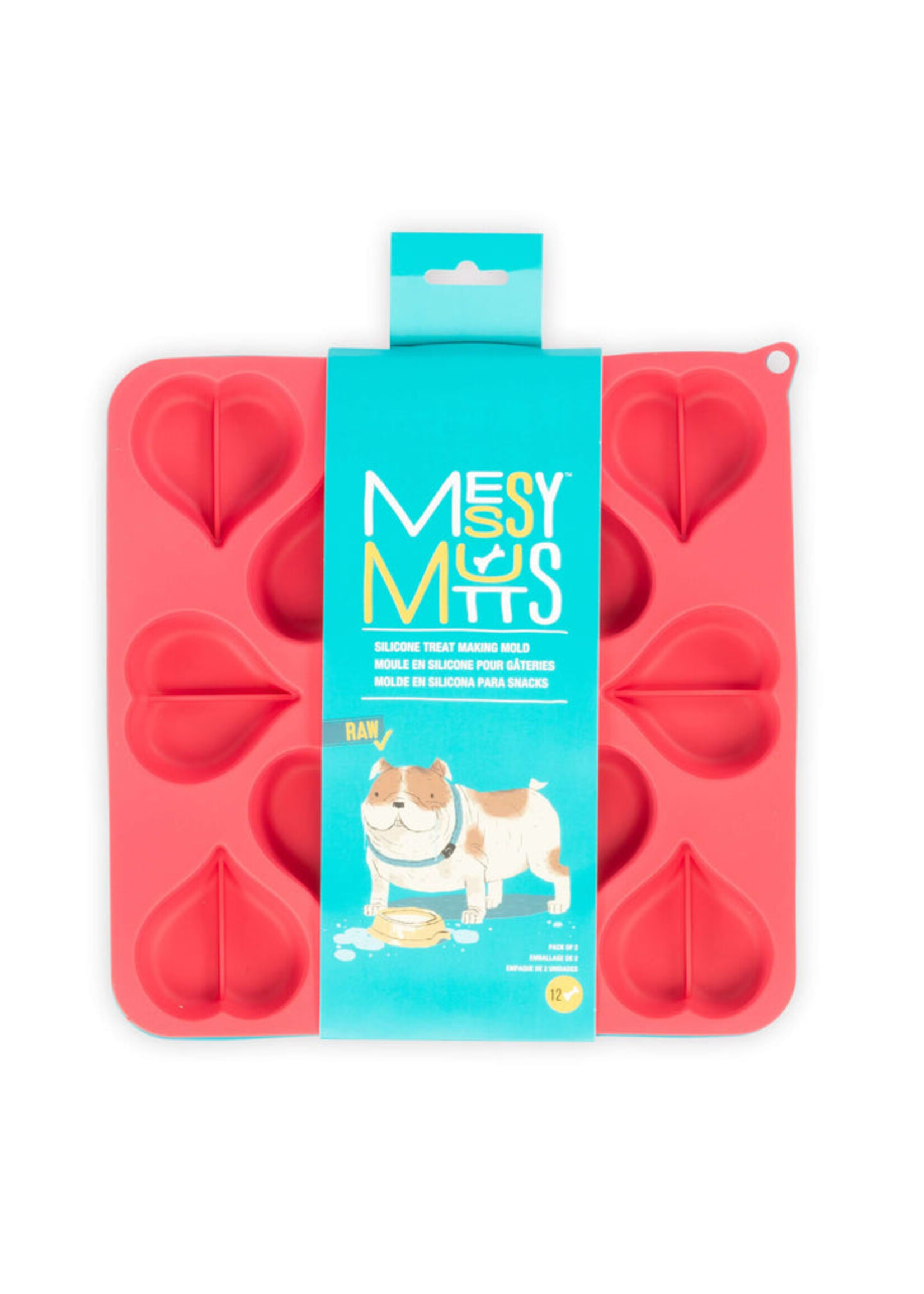 Messy Mutts Messy Mutts 2 Pack Silicone Bake & Freeze Treat Making Mold 12 x 1oz Heart