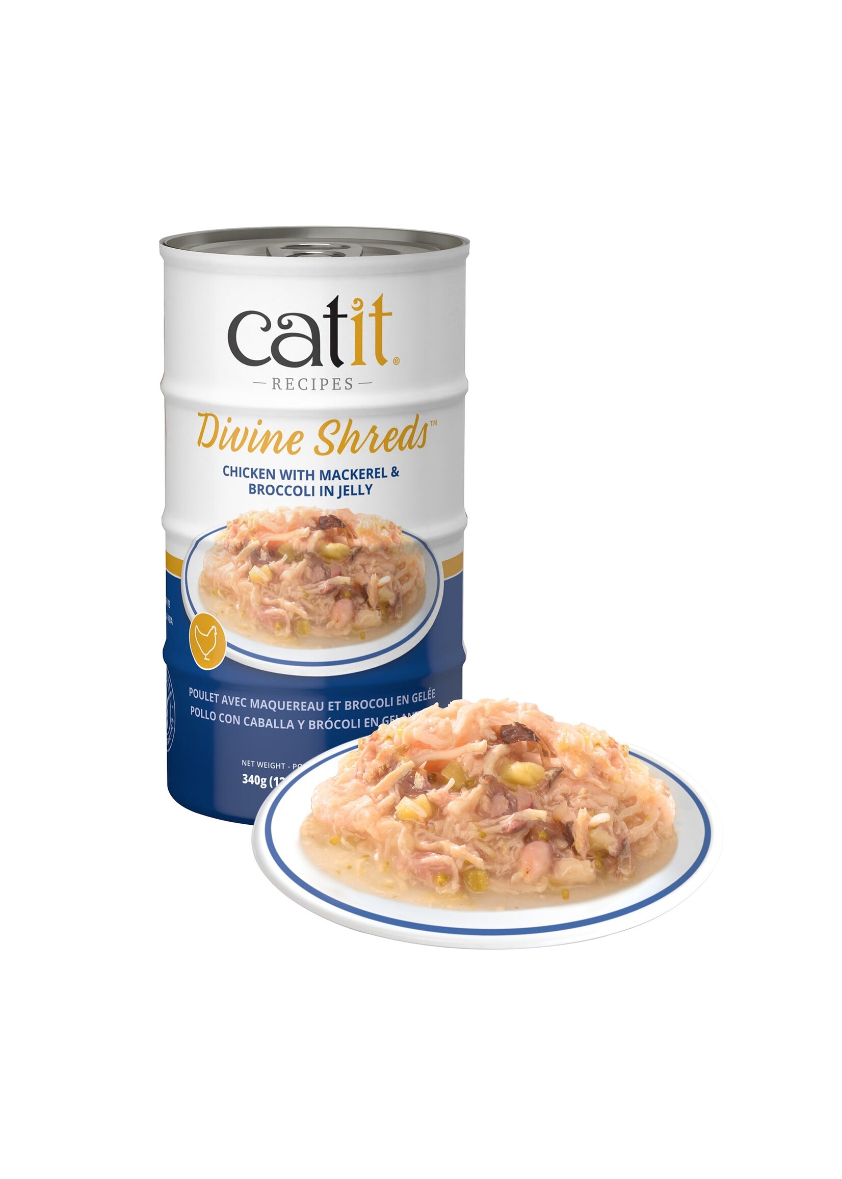 Catit Catit Divine Shreds Chicken w/ Mackerel & Broccoli in Jelly 85g x 4pk