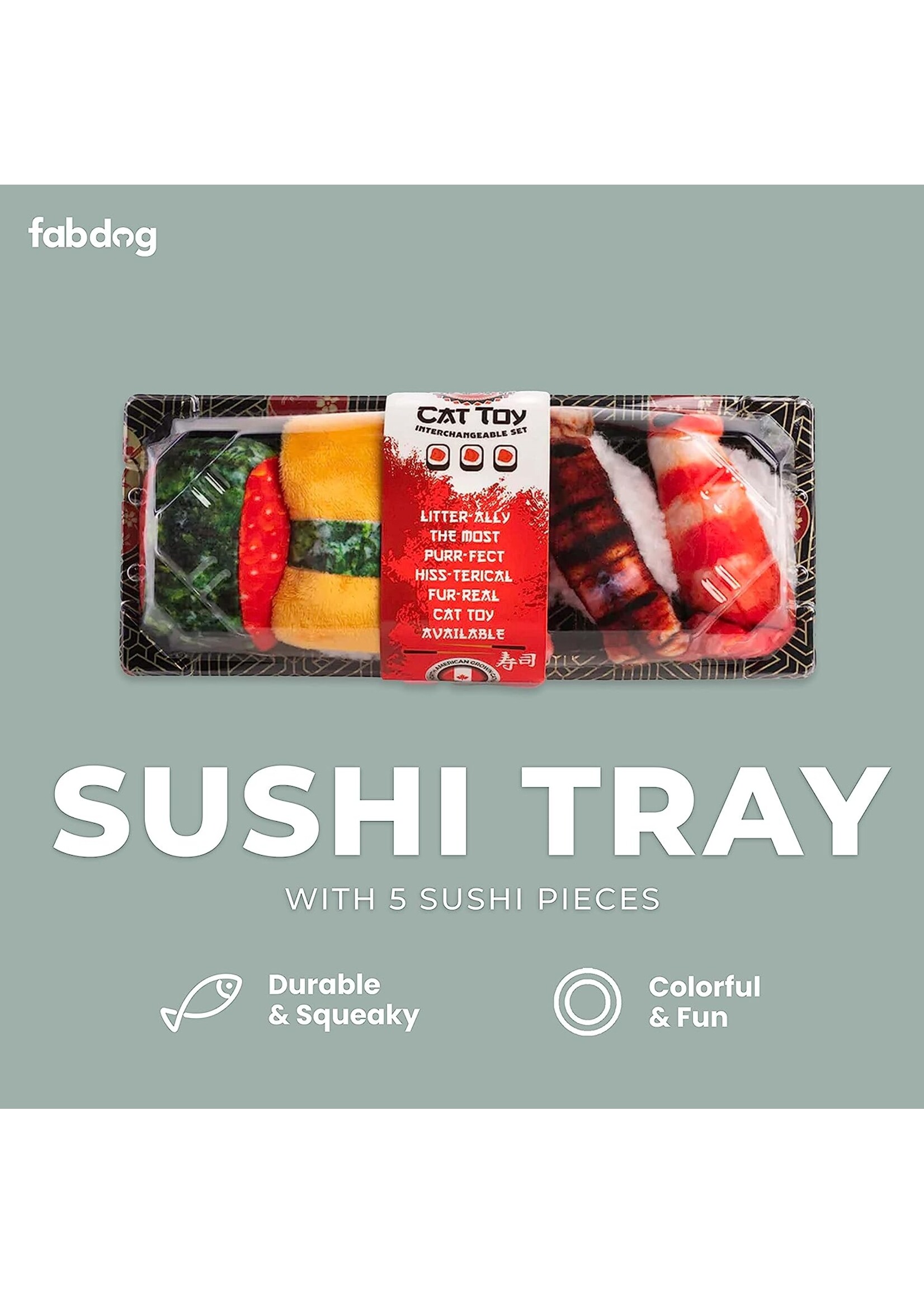 Fabdog FabCat Set of 5 Sushi w/ Tray