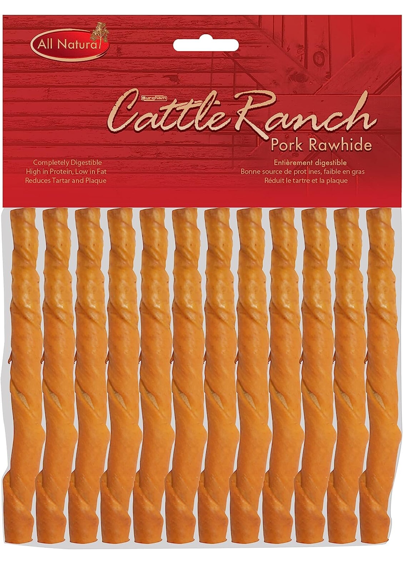 Cattleranch Packaged Pork Twist Stick 10pk 5" x 22mm
