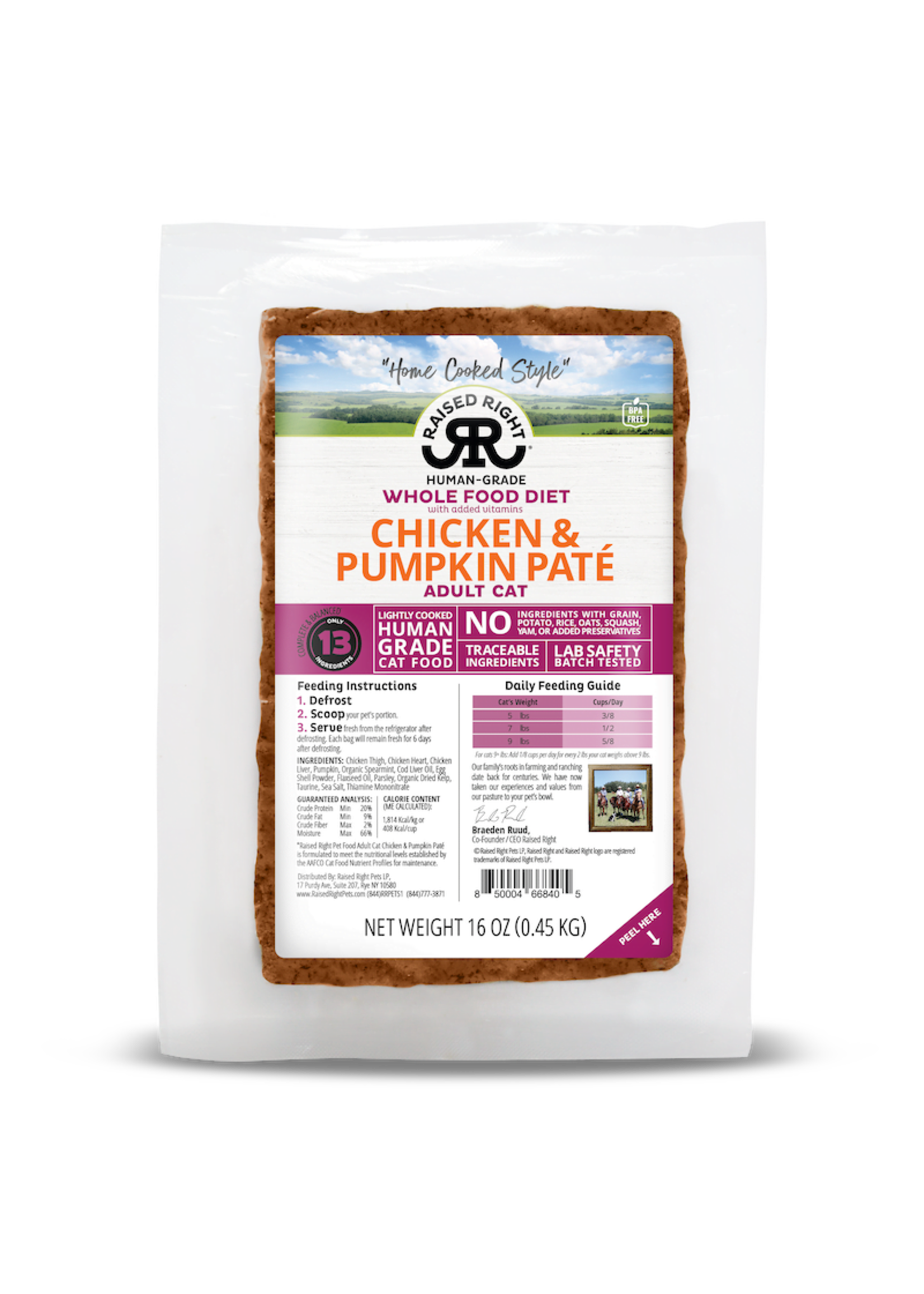 Raised Right Raised Right Adult Cat Recipe 16oz Chicken single