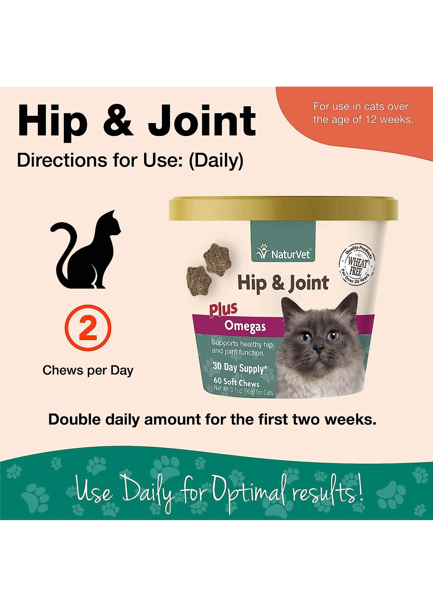 NaturVet NaturVet Cat Soft Chew Hip & Joint + Omega 60ct