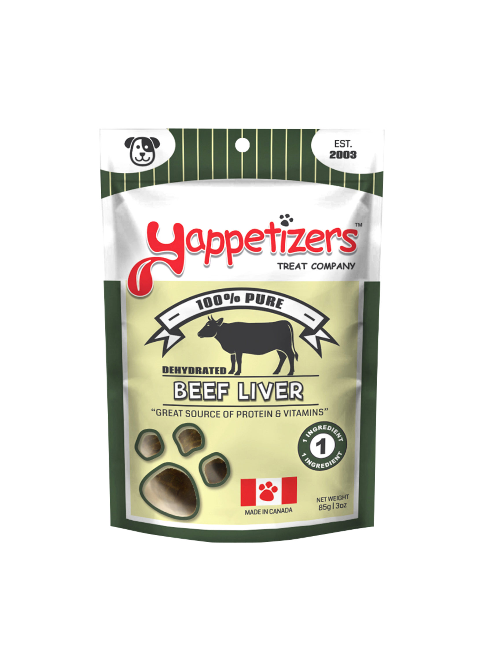 Yappetizers Yappetizers Dehydrated Beef Liver Dog Treats 85g