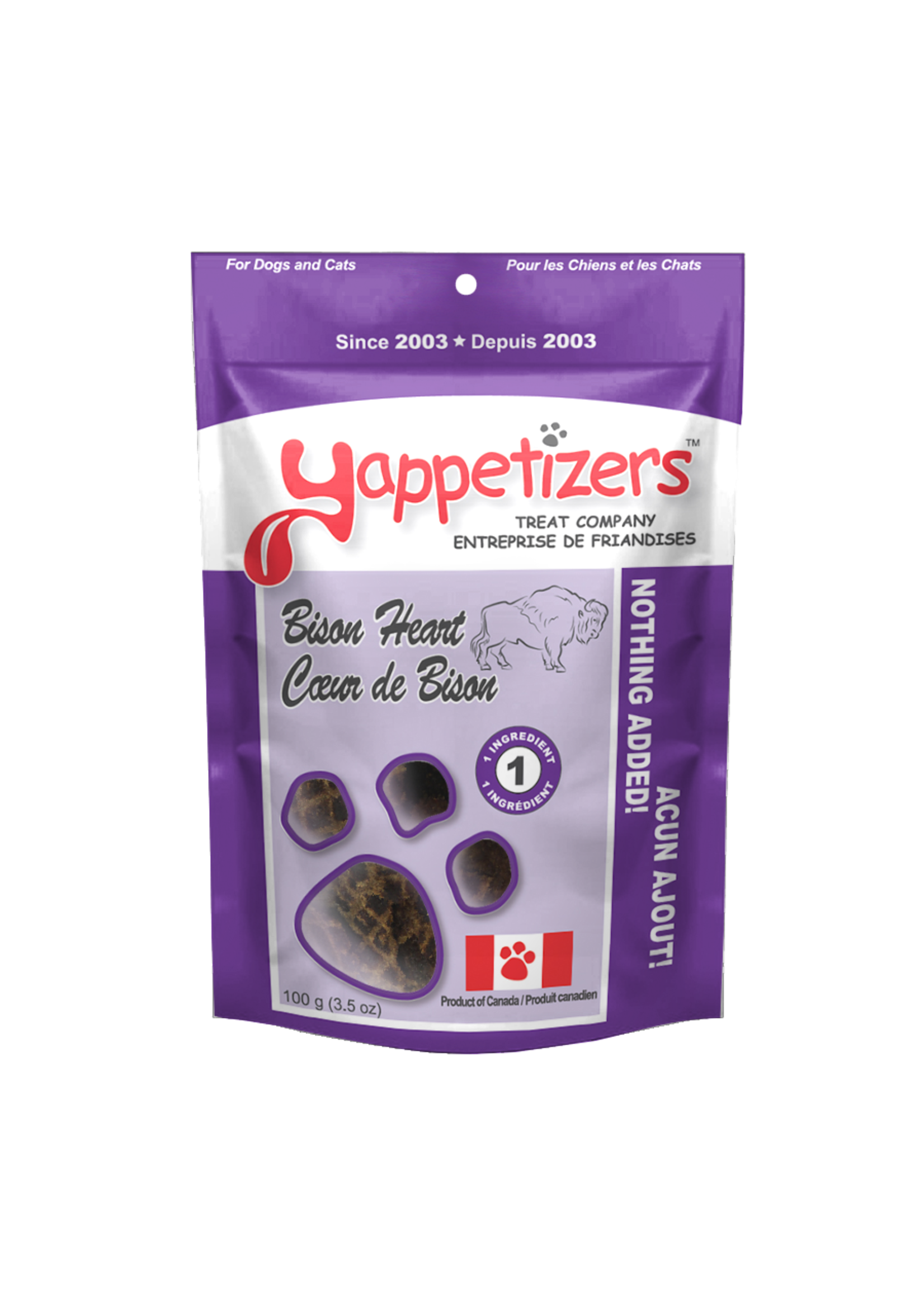 Yappetizers Yappetizers Dehydrated Bison Heart Dog Treat 85g