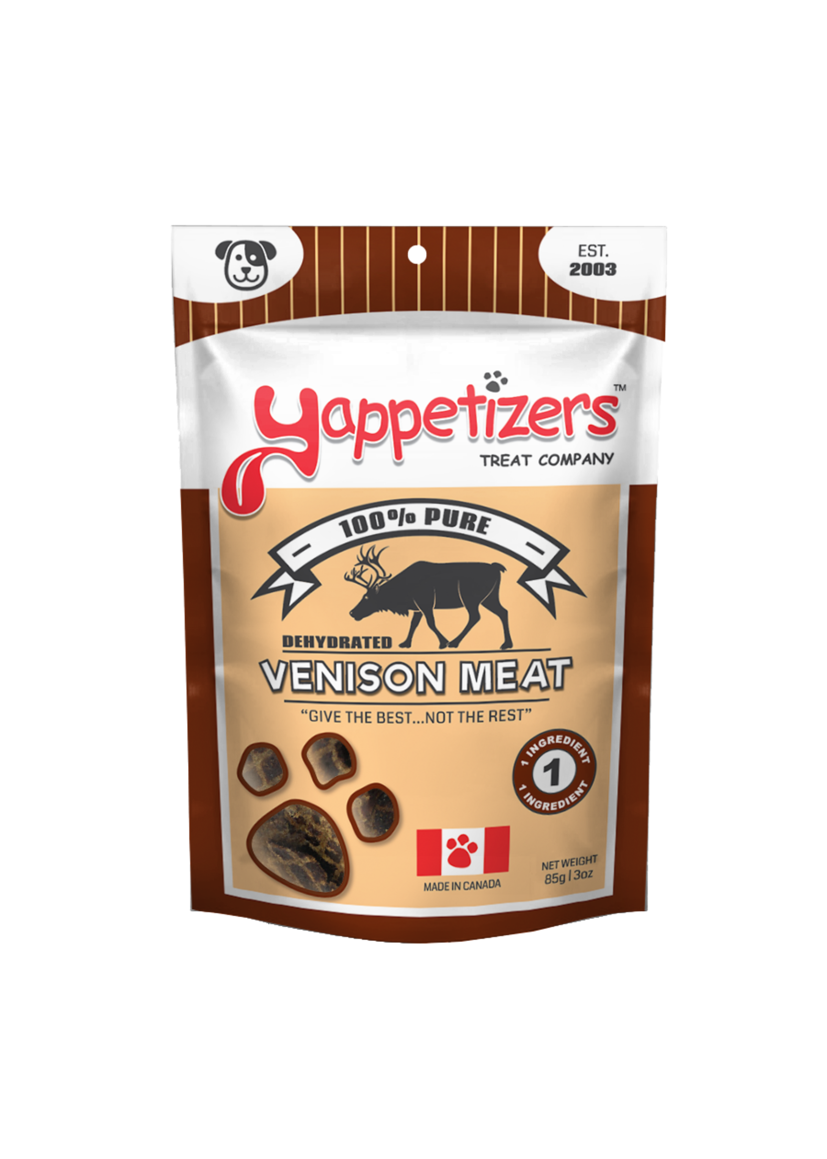 Yappetizers Yappetizers Dehydrated Venison Meat Dog Treat 85g