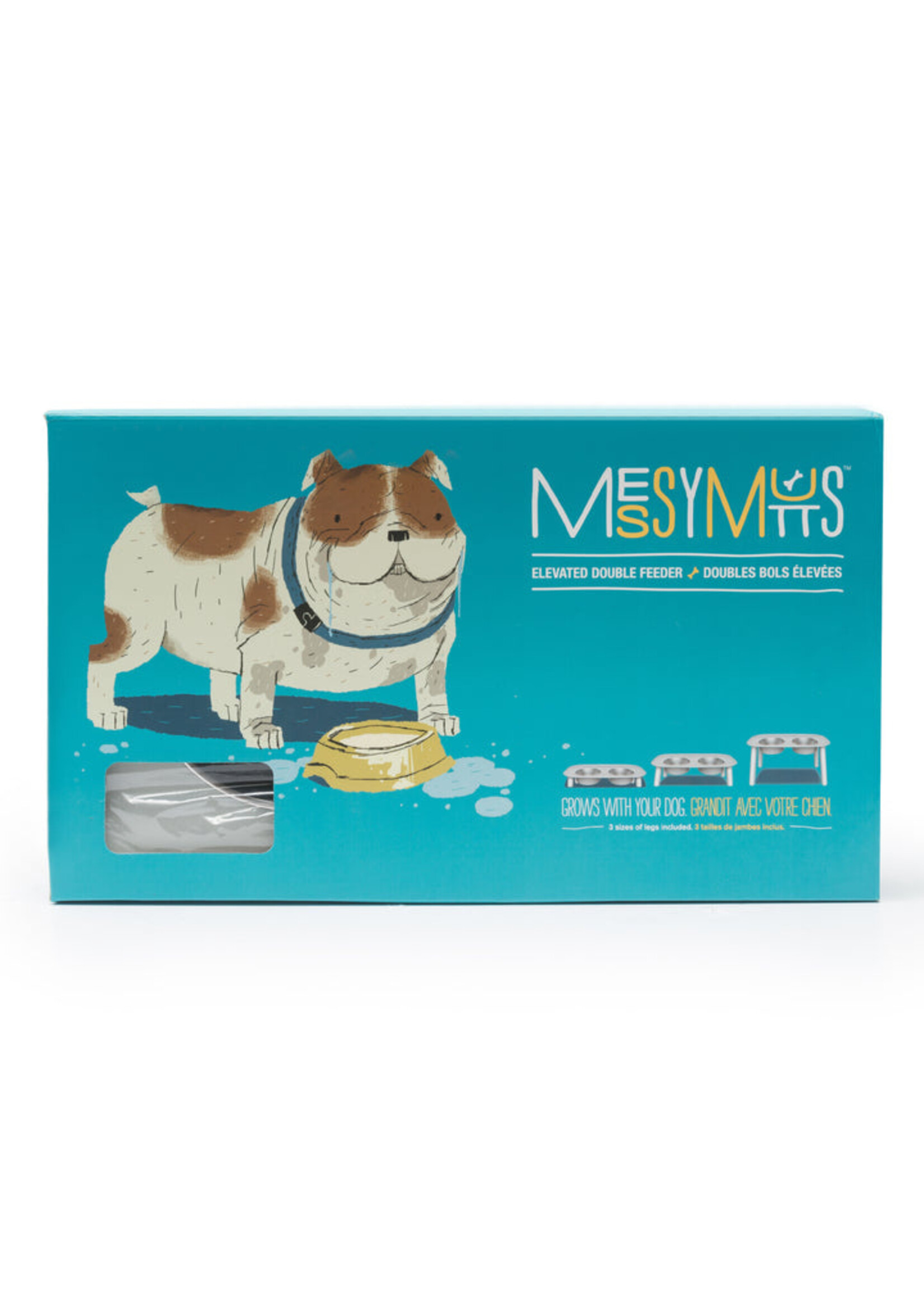 Messy Mutts Messy Mutts Elevated Feeder w/ SS Dishes Wood Legs/ Light Grey