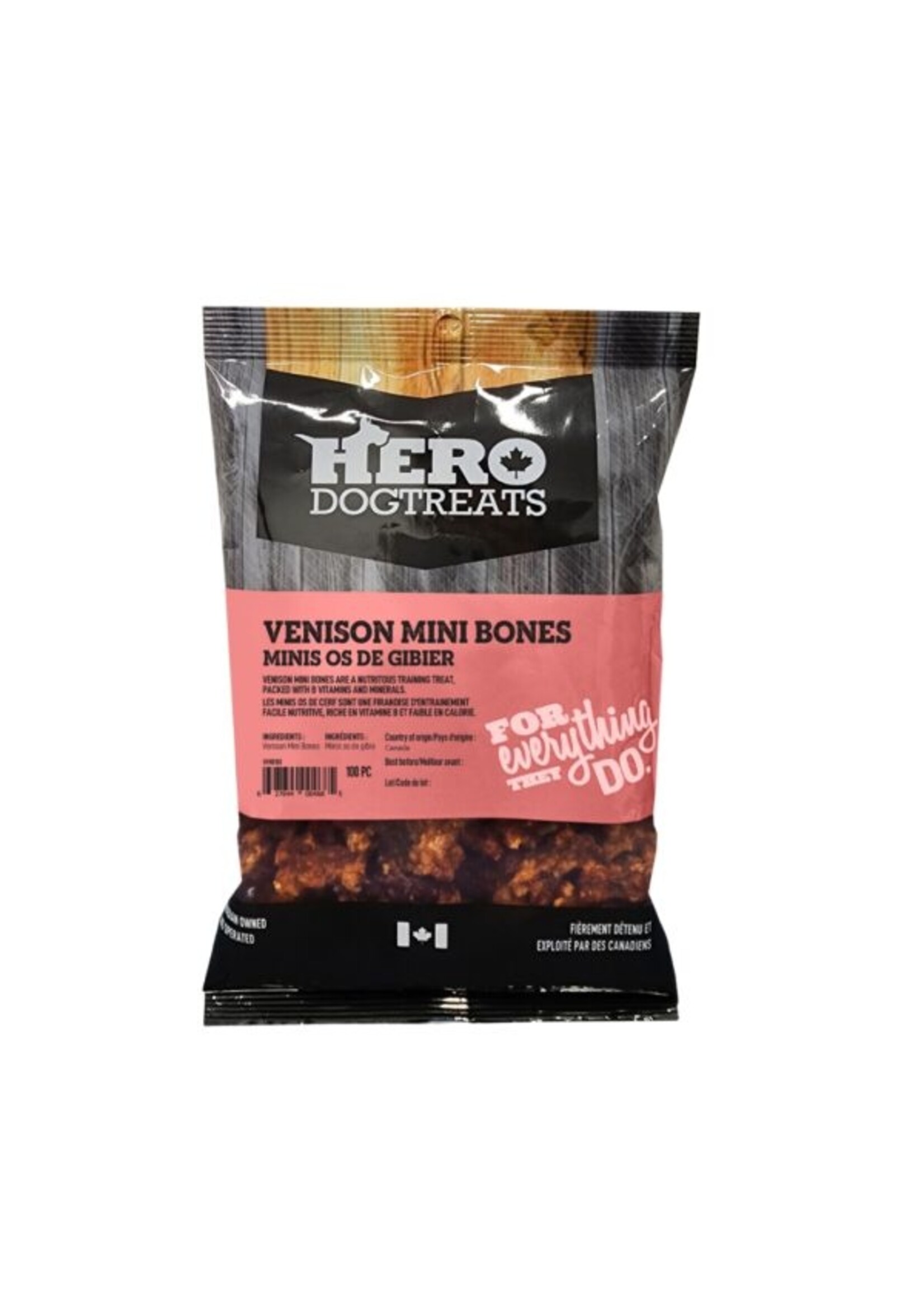 Hero Dog Treats Venison Mini Bones 100pc / 75gm