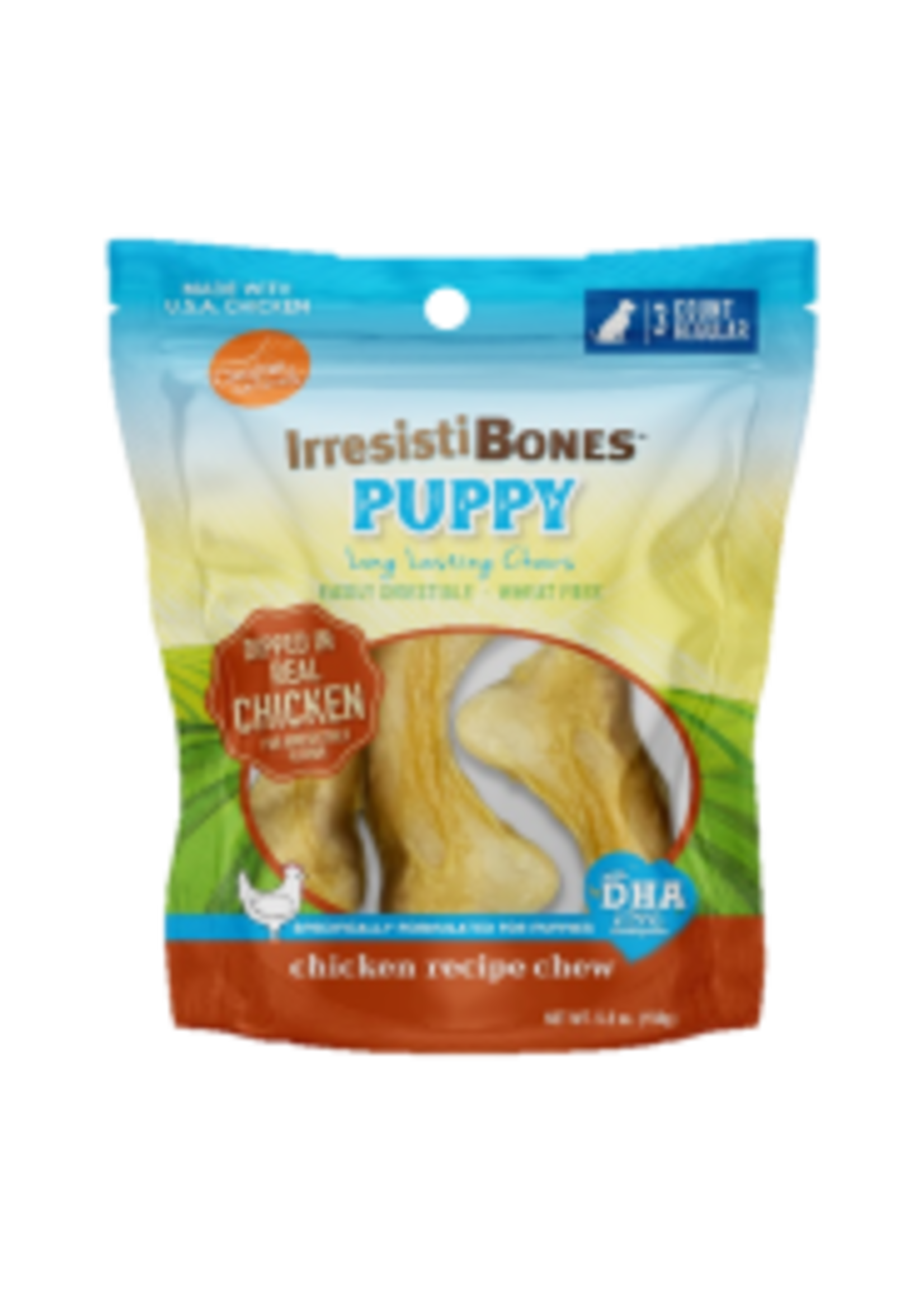 Canine Naturals Hide Free Canine Naturals IrresistiBones Puppy Chicken Reg. 4.5" 3pk