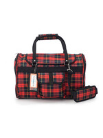 Prefer Pets 312 Hideaway Duffel Pet Carrier 17" x 10" x 12" Red Plaid