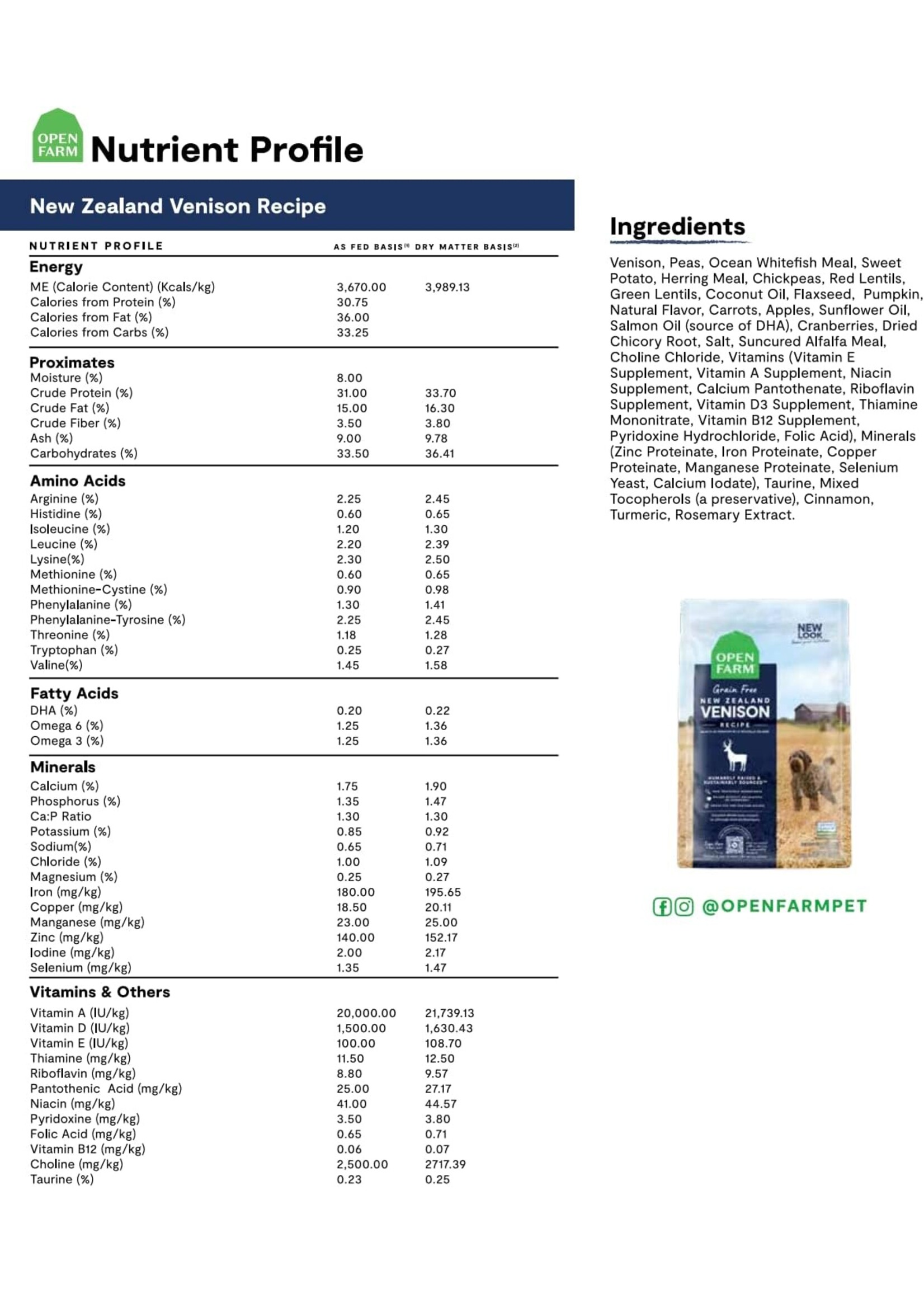 Open Farm Open Farm Dog Grain Free New Zealand Venison