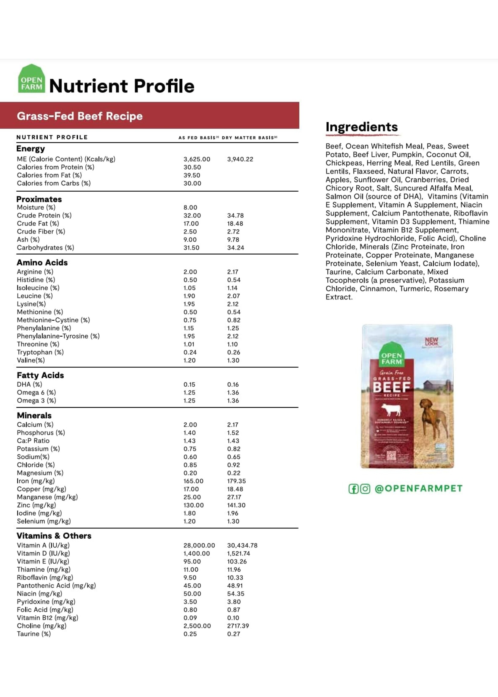 Open Farm Open Farm Dog Grain Free Grass-Fed Beef