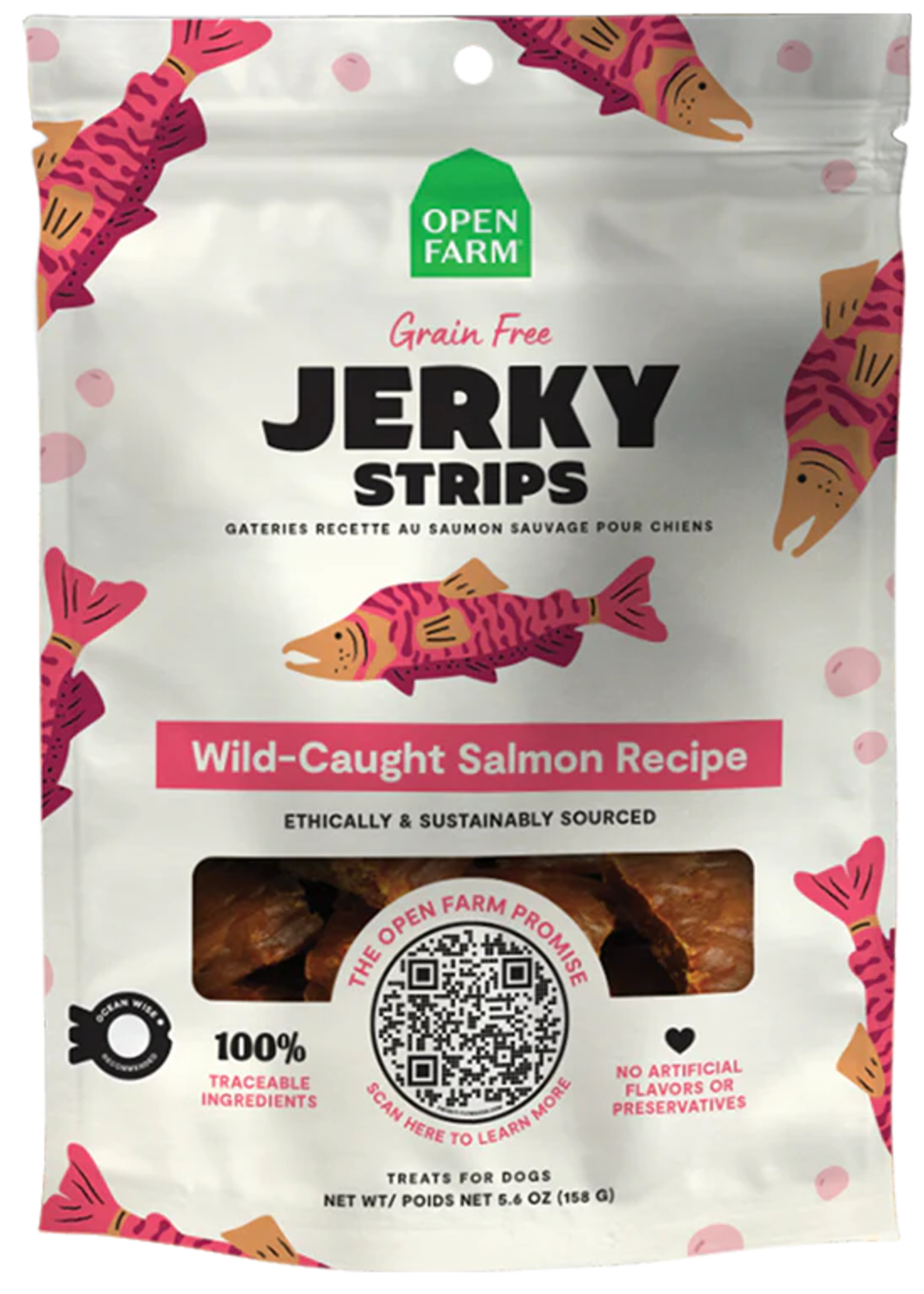 Open Farm Open Farm Dog Treats Grain Free Jerky Strips Salmon 5.6 oz