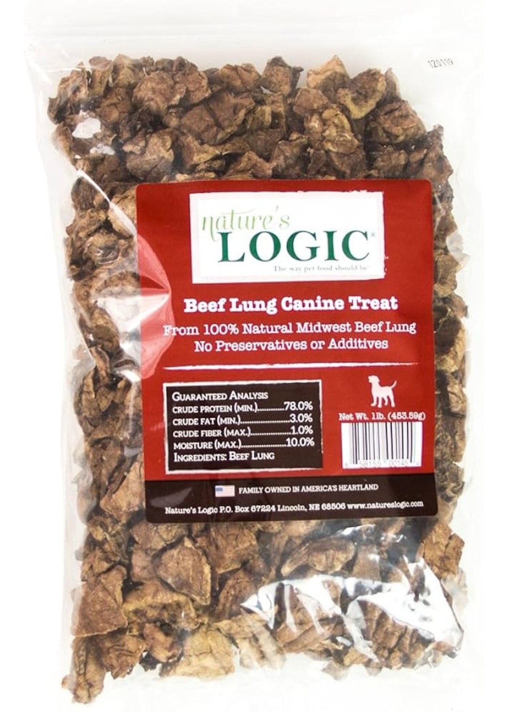 Nature's Logic Beef Lung Canine Dog Treat 1 lb