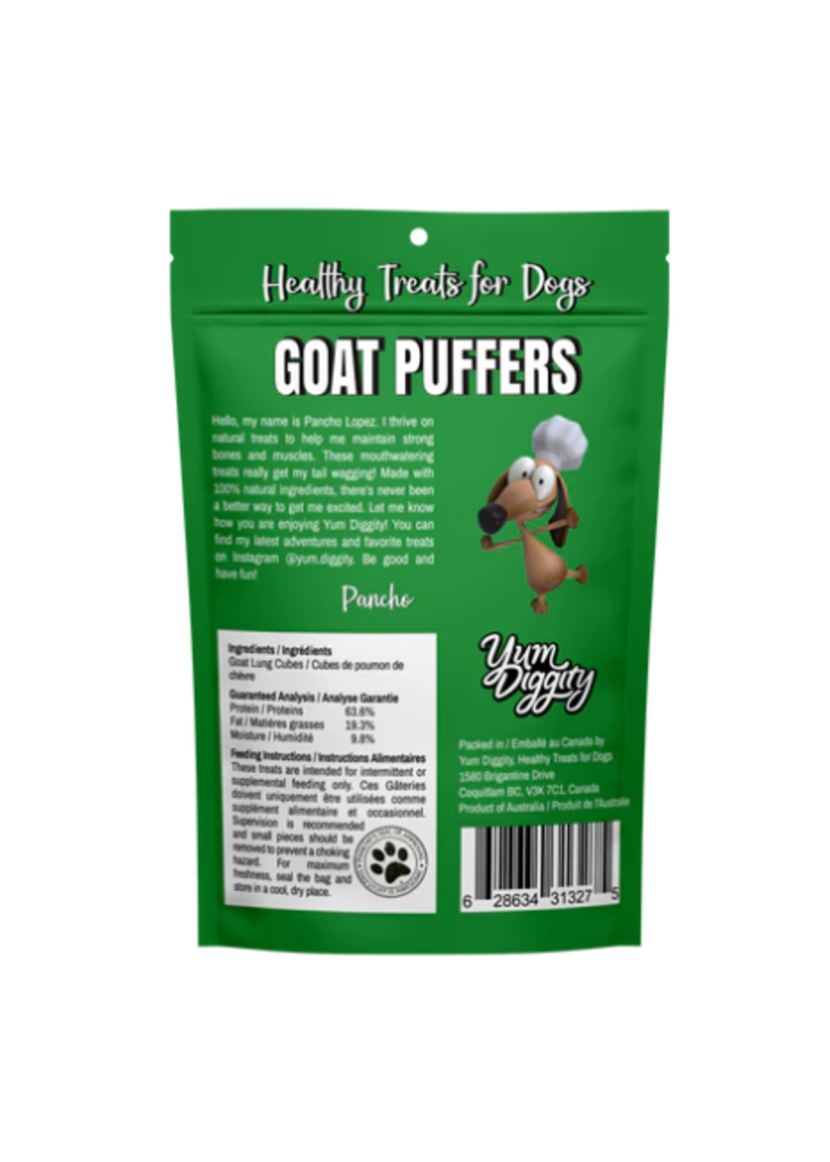 Yum Diggity Goat Puffers Lung Cubes 90g