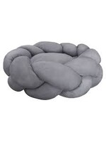 Gooeez Goo-eez Round Braided Suede Pet Bed Grey 60cm