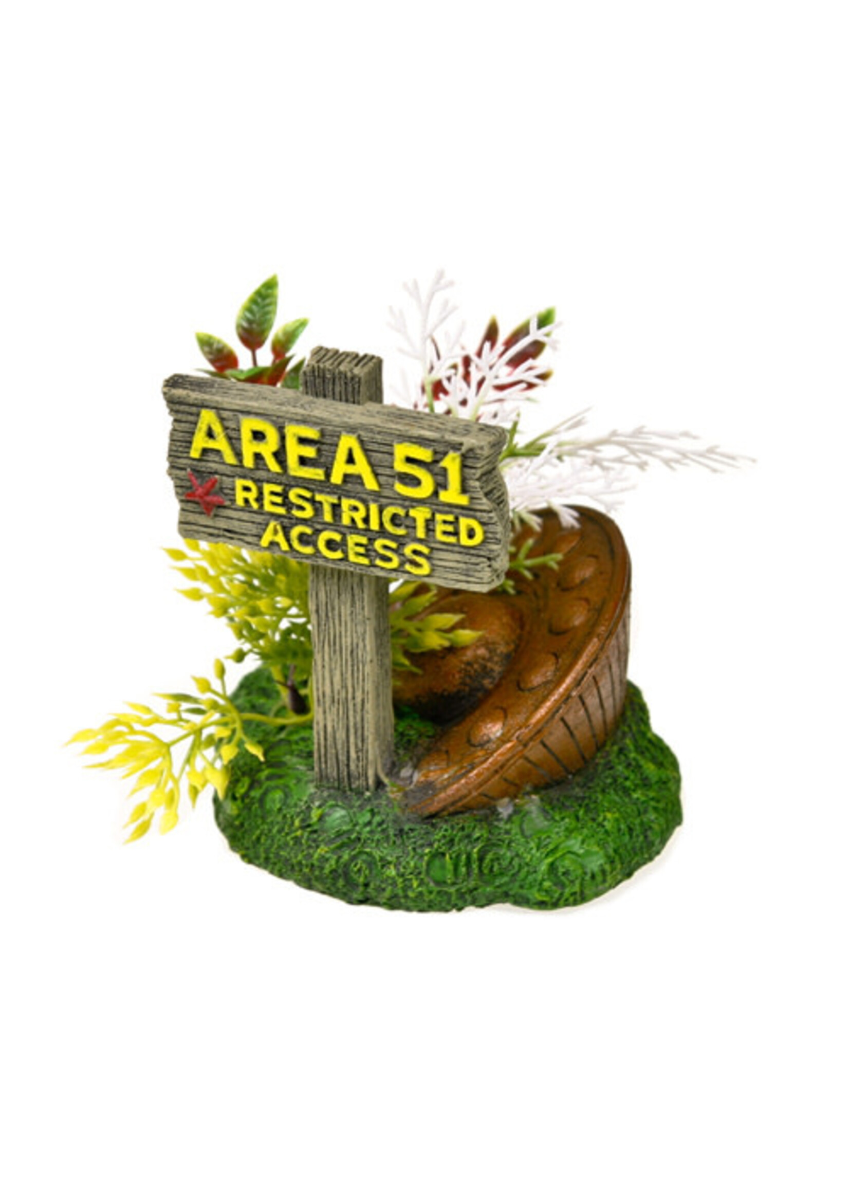 Blue Ribbon Blue Ribbon Whimsical Decorative & Floral Area 51 Sign w/ UFO 4.25 x 4.25 x 4.75"