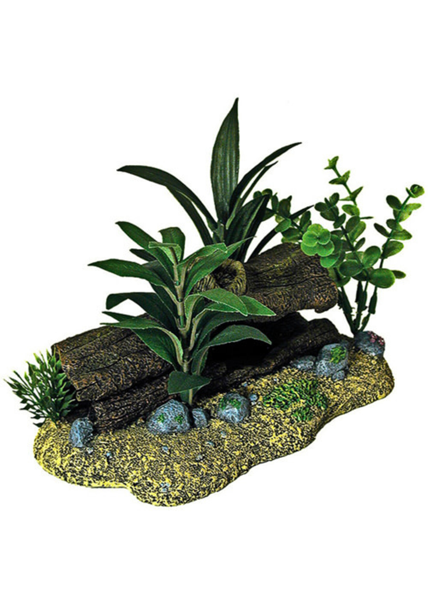 Blue Ribbon Blue Ribbon Realistic Looking Log Cavern w/ Plants 9 x 5.5 x 5"