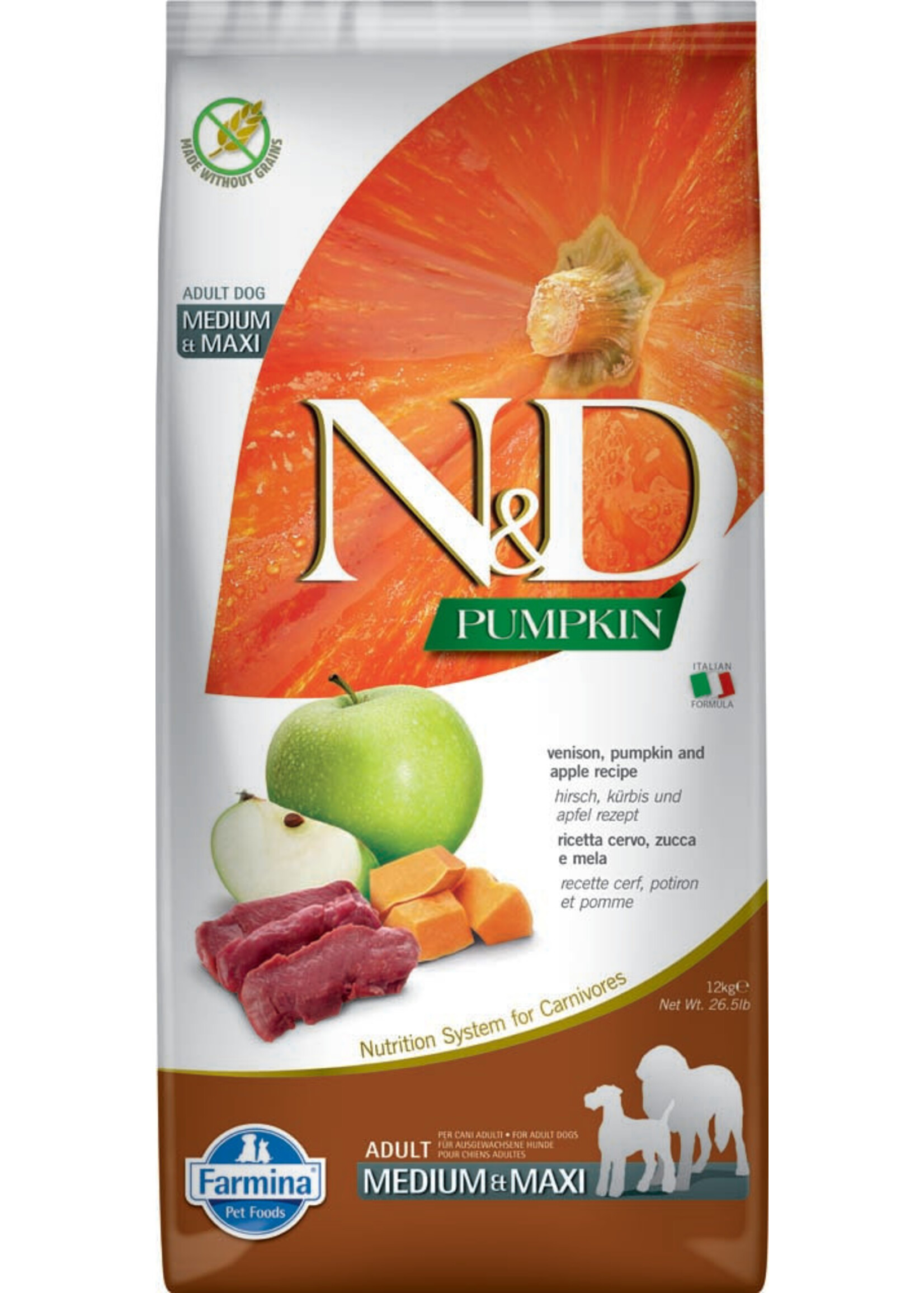 Farmina Farmina N&D Pumpkin Dog Venison & Apple Med/Maxi 12kg