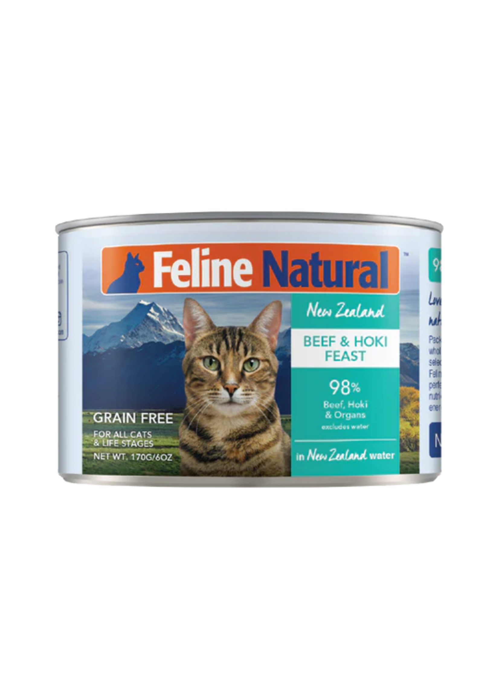 Feline Natural Feline Natural Can 170g / 6oz case of 12 Beef & Hoki single