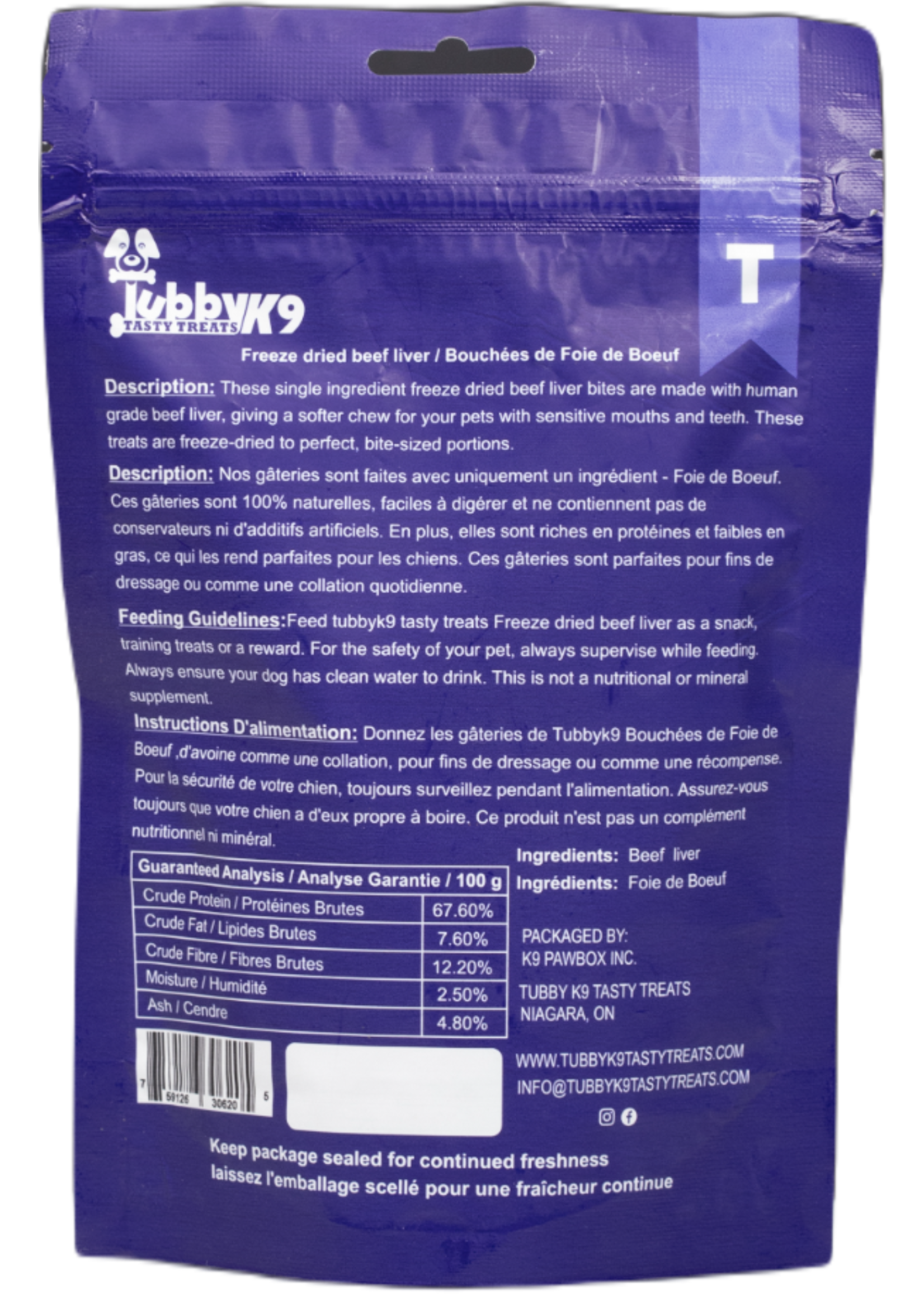 Tubby K9 Tasty Treats Tubby K9 Tasty Treats Freeze Dried Beef Liver 100g
