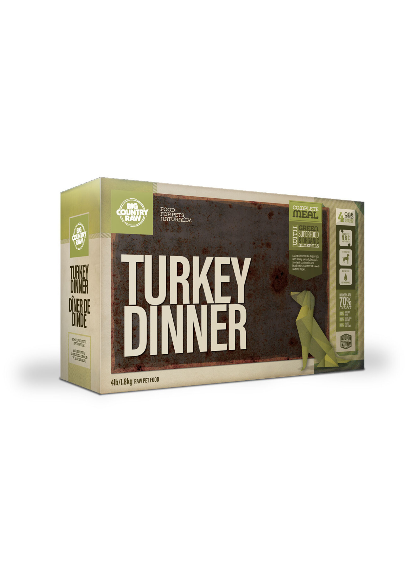 Big Country Raw Ltd. Big Country Raw Turkey Dinner Carton - 4lb