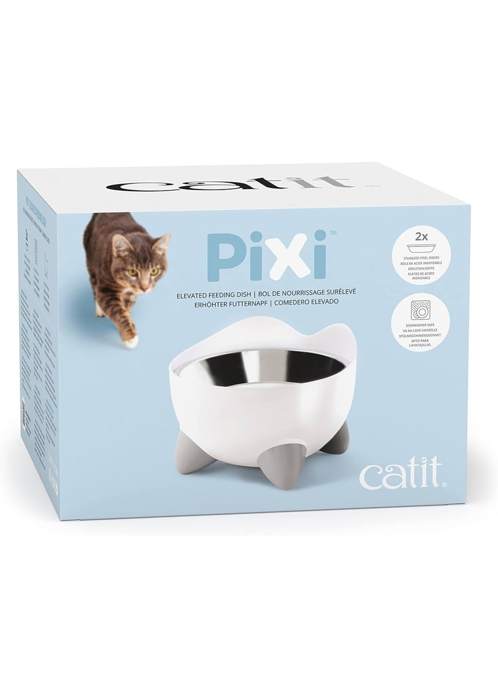 Catit Catit PIXI Stainless Steel Elevated Feeding Dish White 200ml