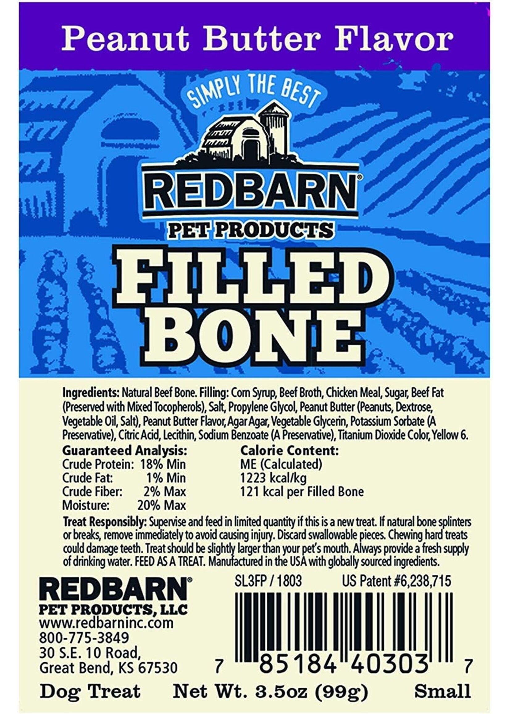Redbarn Redbarn Filled Bone Peanut Butter Small single