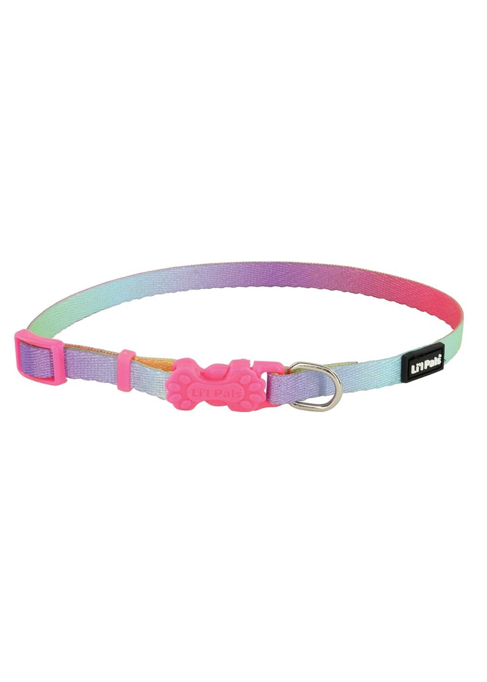 Coastal Pet Products Inc. Li'l Pals Dog Collar Pastel Rainbow Petite 3/8"