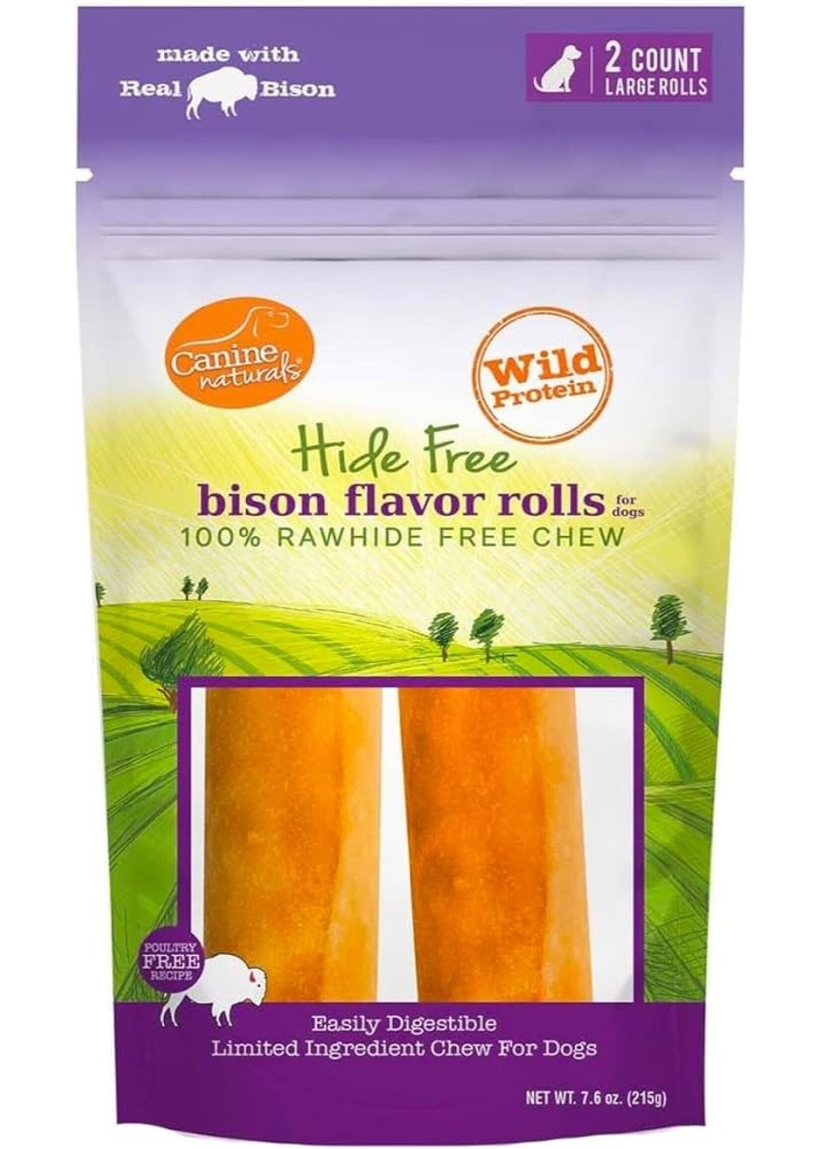 Canine Naturals Hide Free Canine Naturals Hide-Free Bison Rolls Large 7"