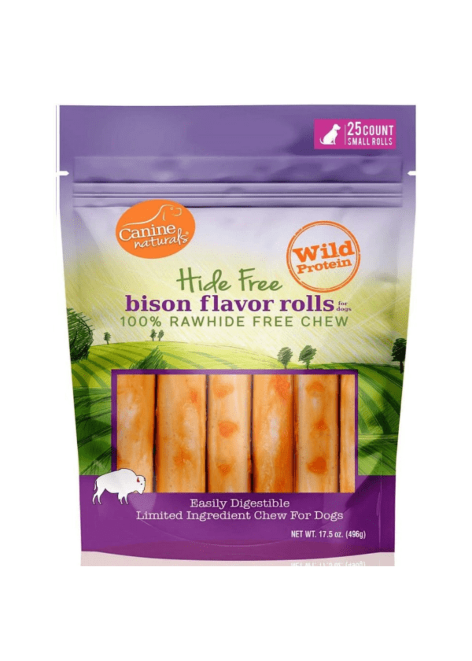 Canine Naturals Hide Free Canine Naturals Hide-Free Bison Rolls Small 2.5"