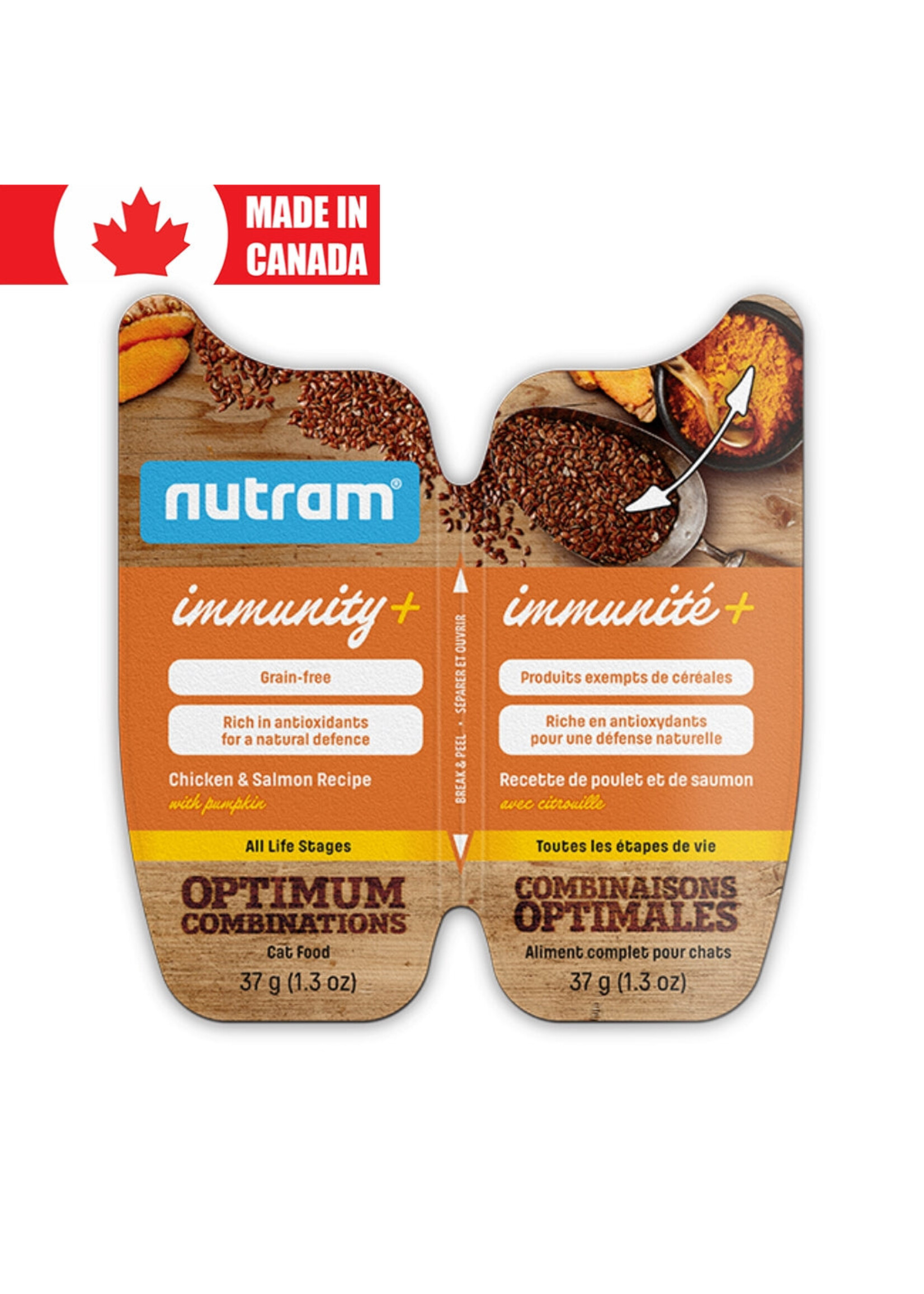 Nutram Nutram Cat OC Immunity+ Chicken & Salmon ALS Split Cup 16/2.6oz
