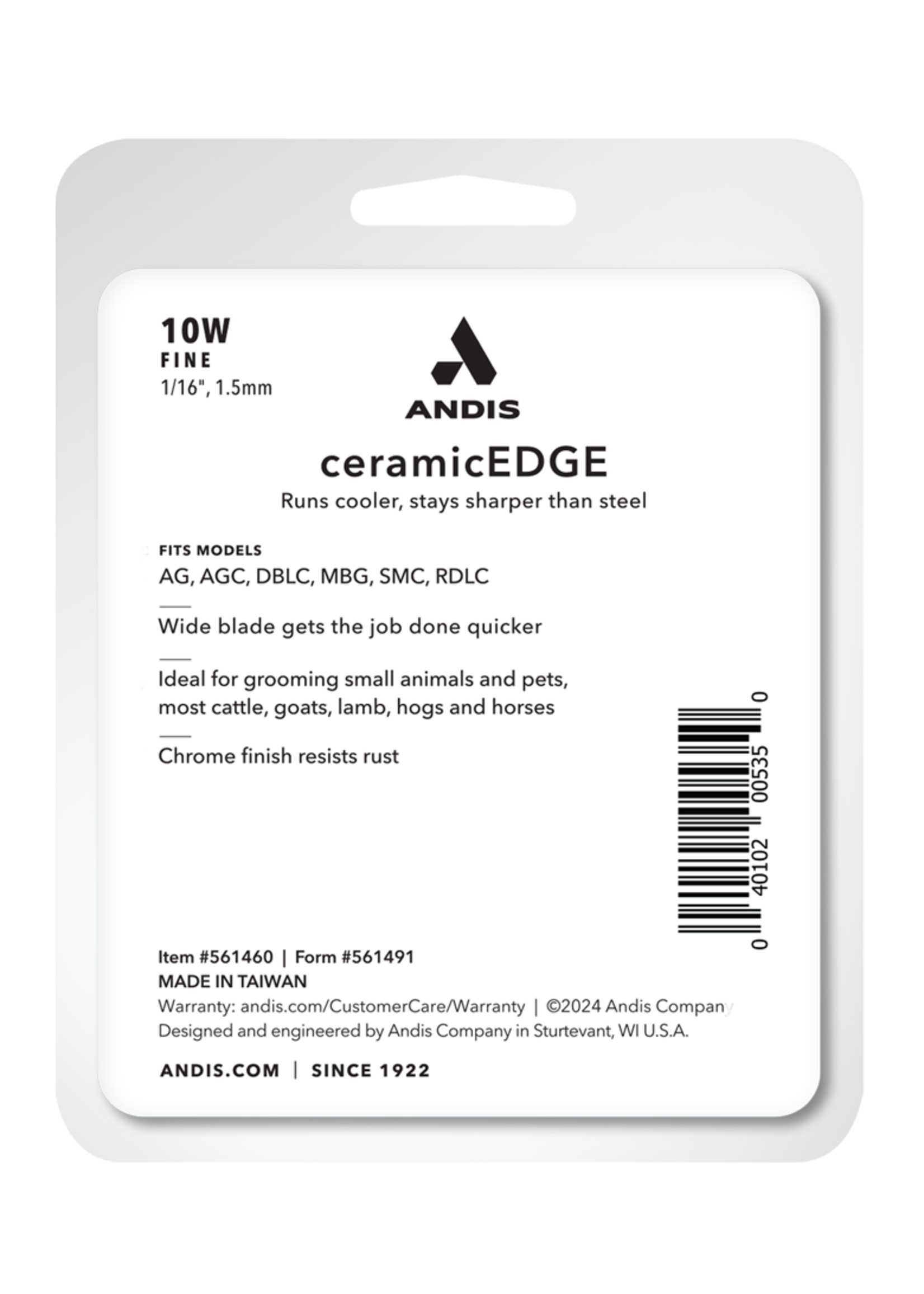 Andis Andis Ceramic Edge #10W Fine Wide Blade 1.5mm