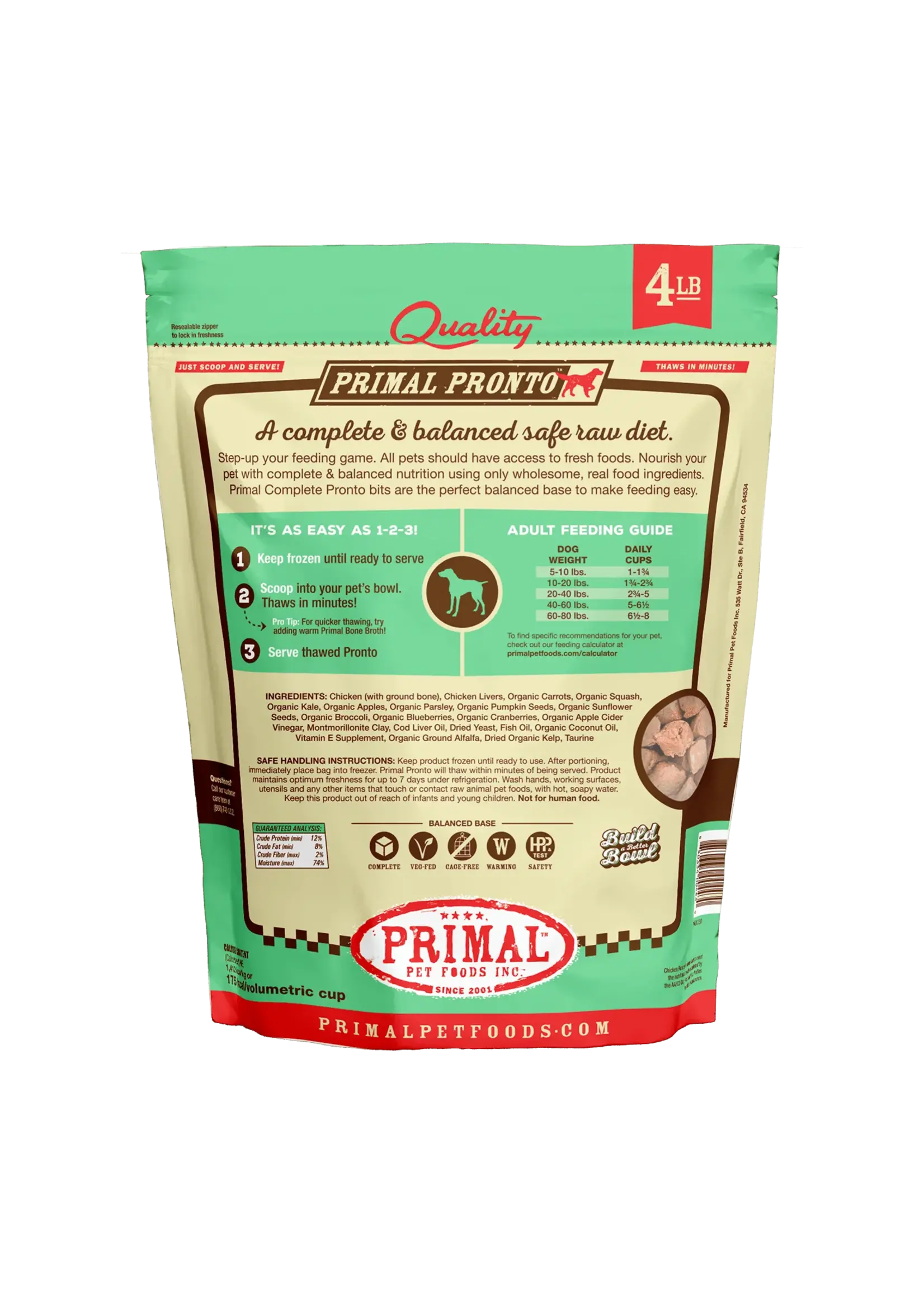 Primal Dog Raw Chicken Pronto 4lb