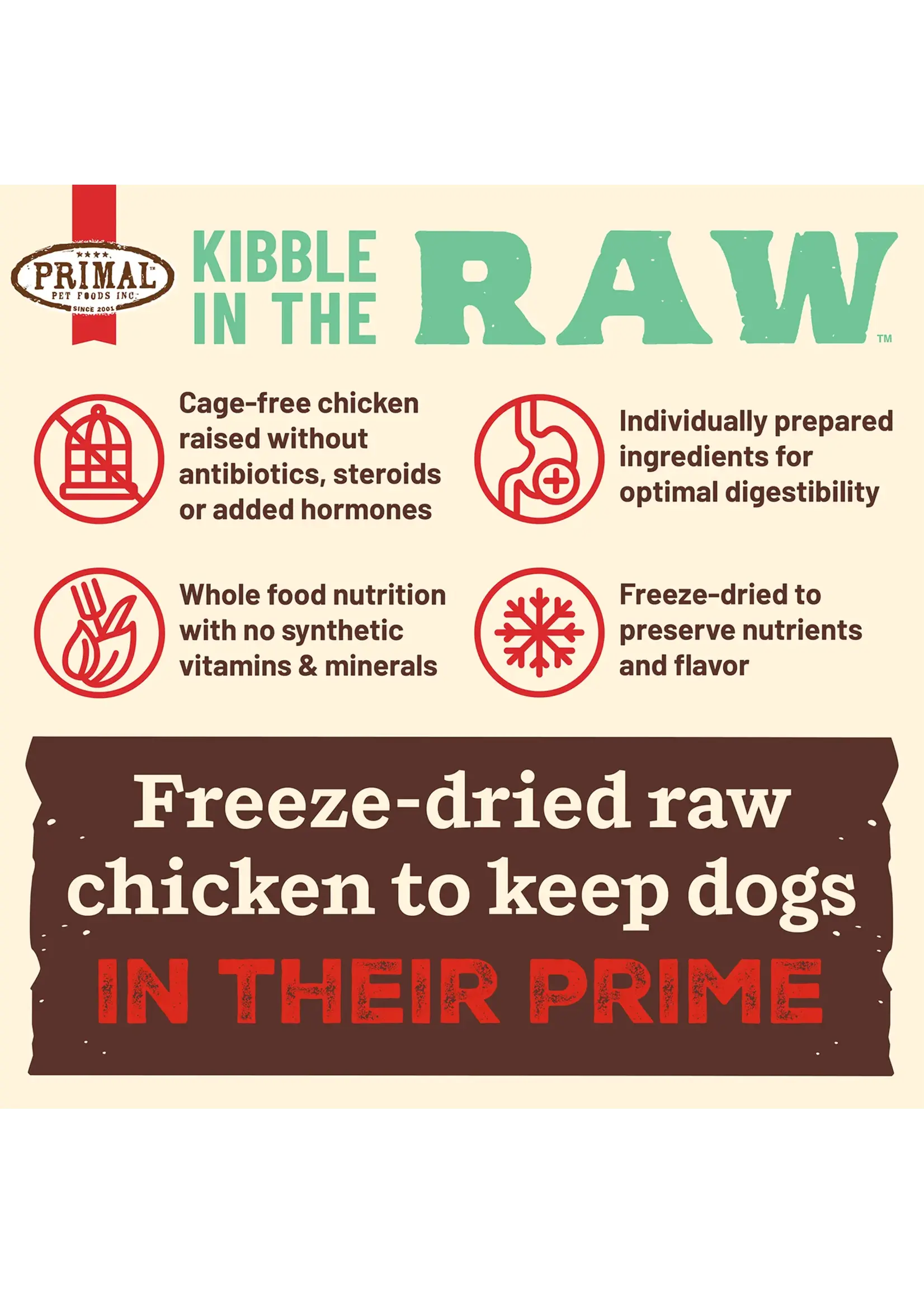Primal Dog Kibble in the Raw Chicken