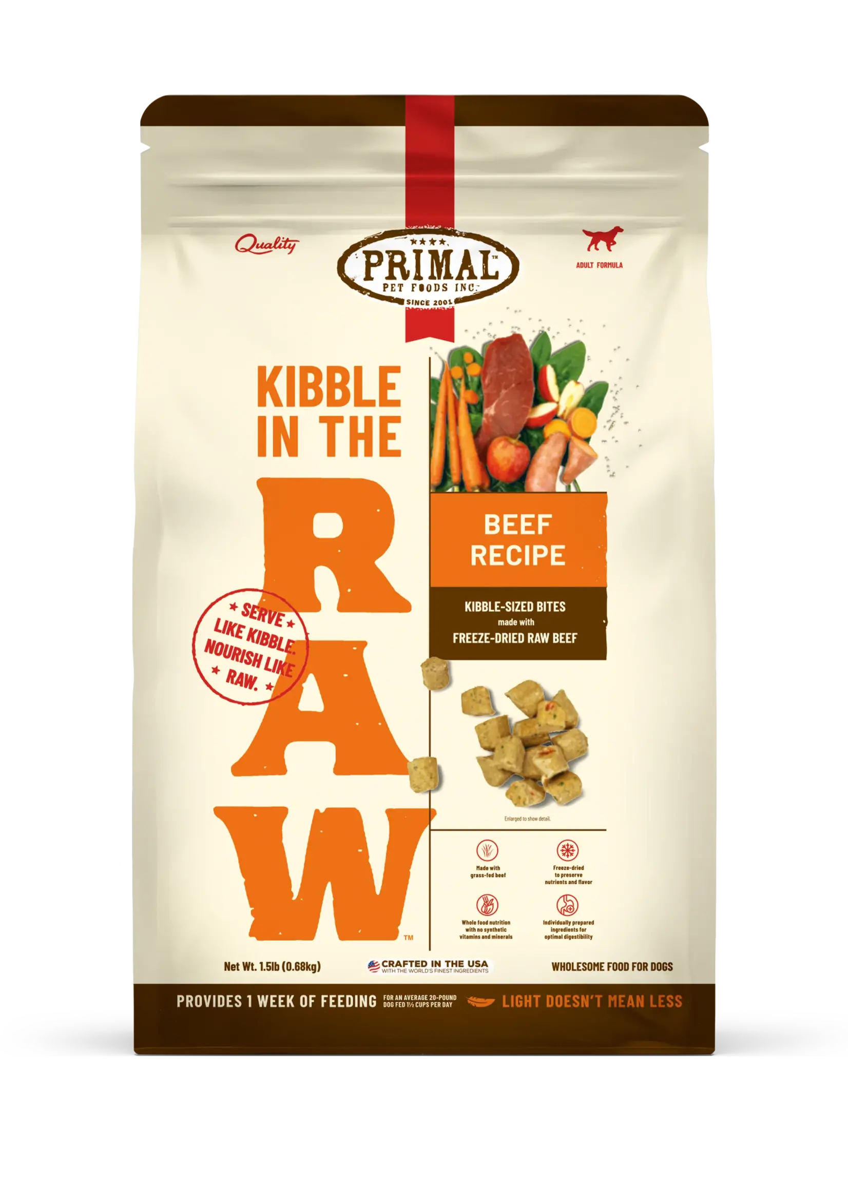 Primal Dog Kibble in the Raw Beef