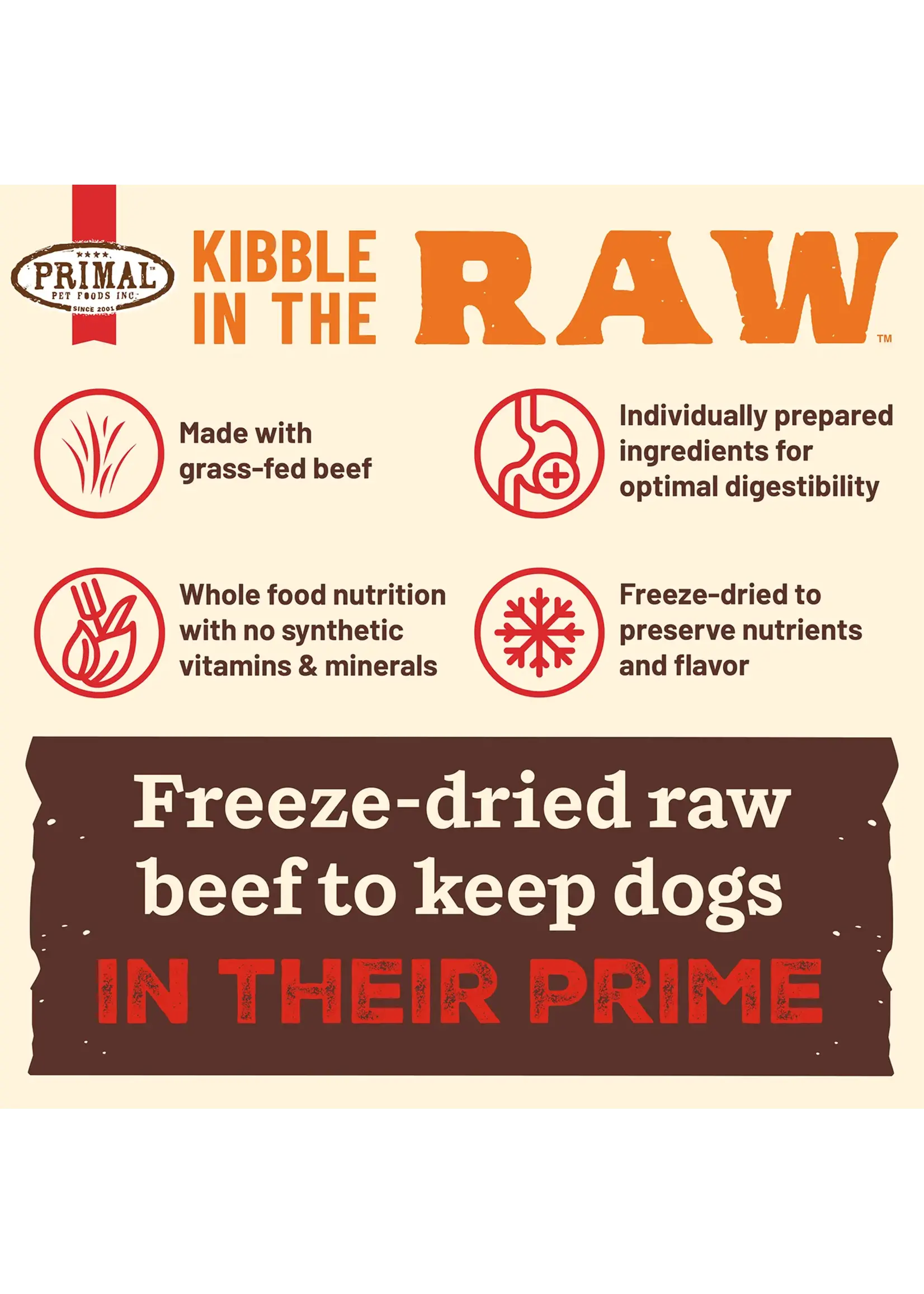 Primal Dog Kibble in the Raw Beef