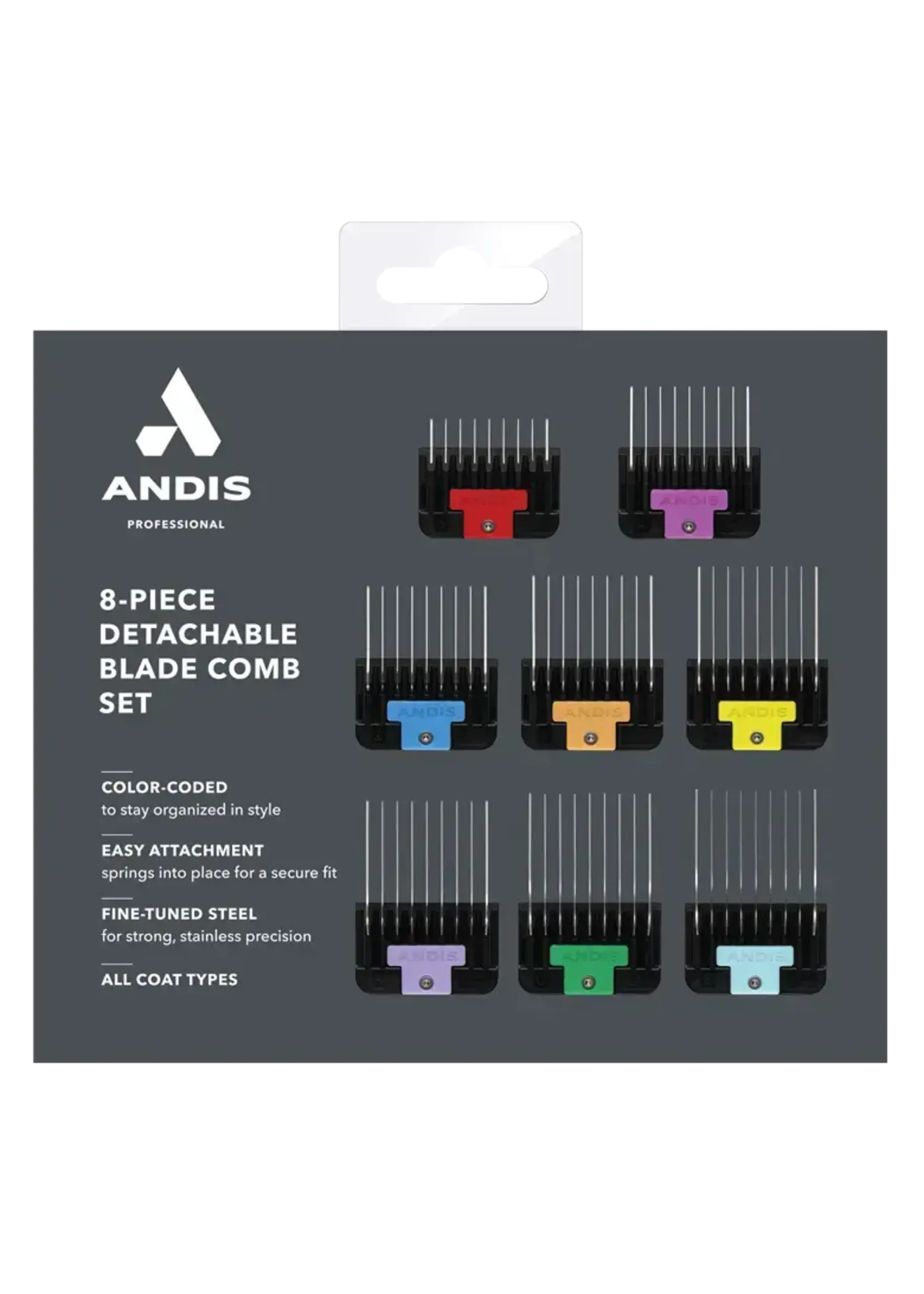 Andis Andis Universal Stainless Steel Combs 8pc