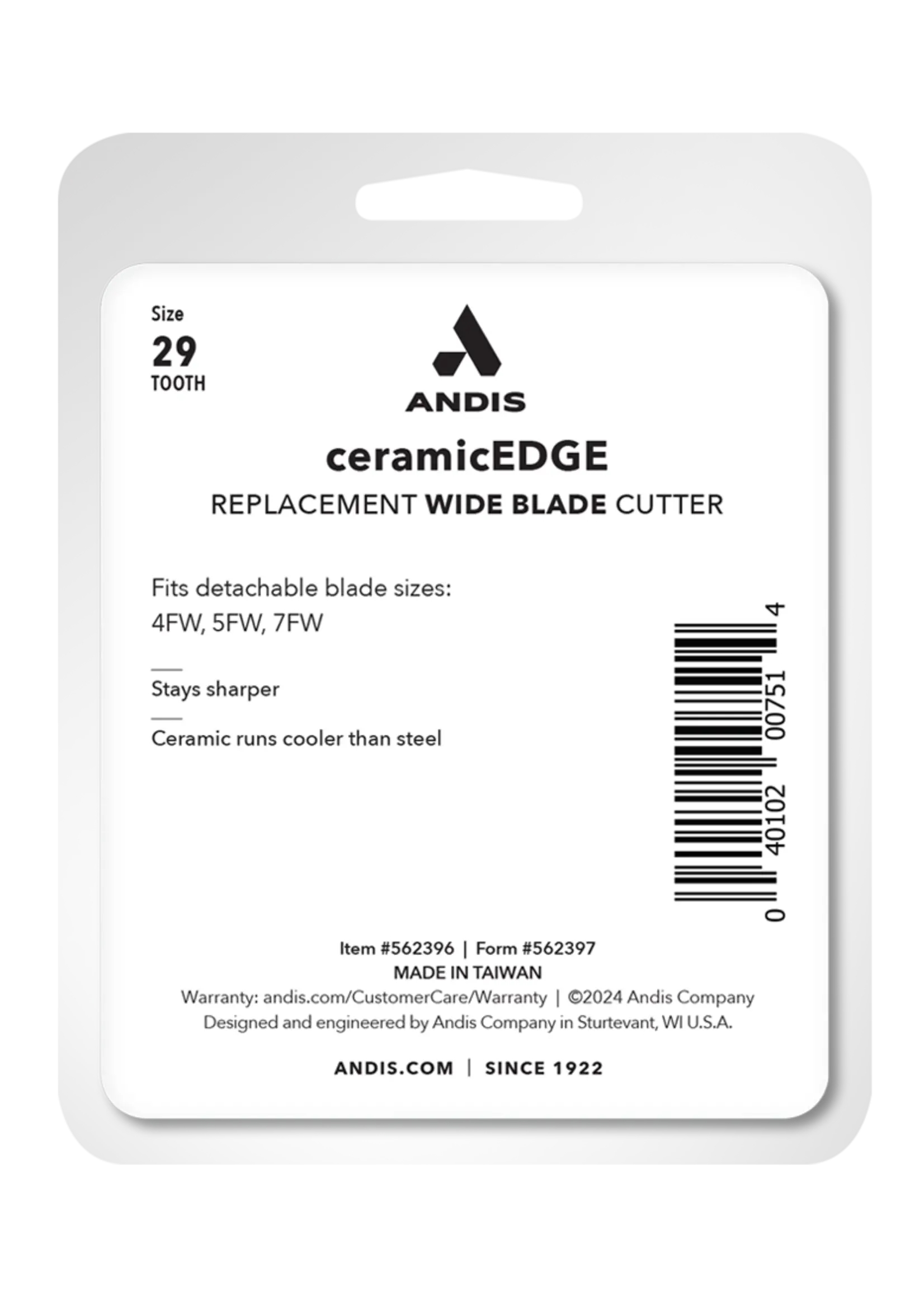 Andis Andis 29-Tooth Ceramic Cutter for 4FW,5FW,& 7FW Wide Blades