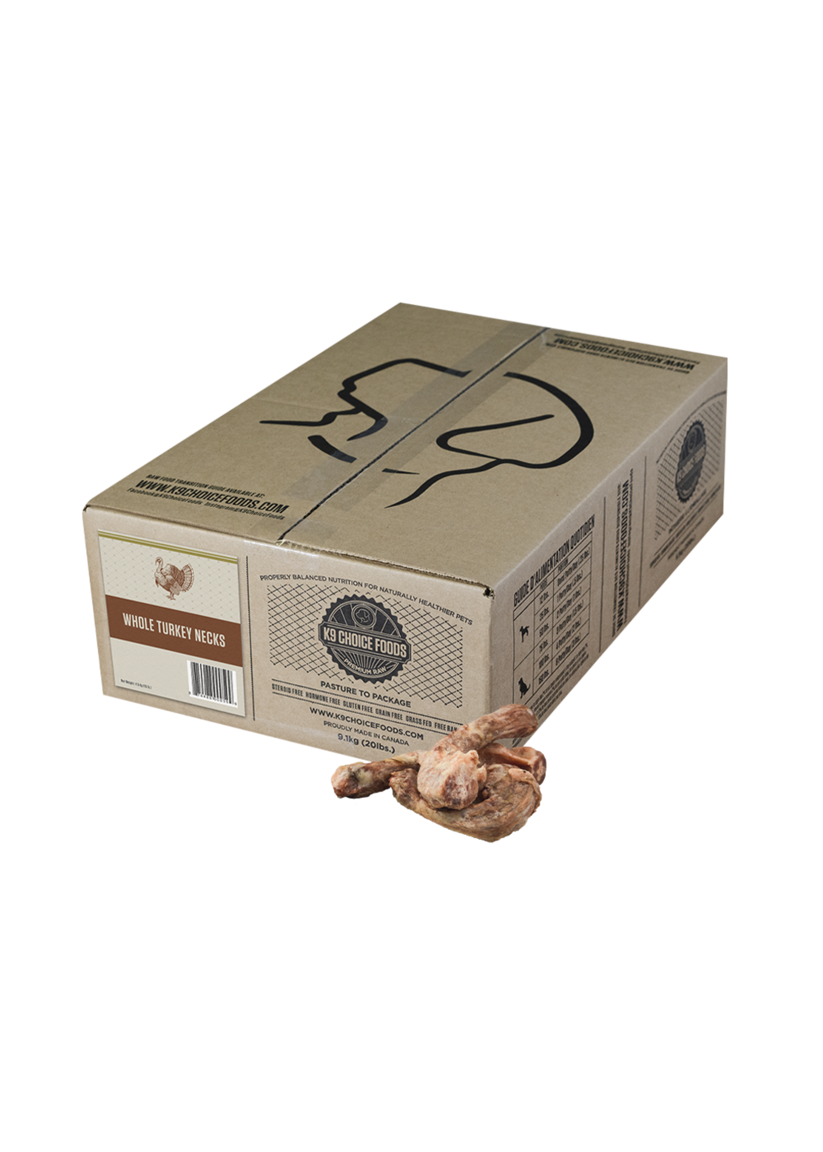 K9 Choice Foods K9 Choice Whole Turkey Necks 10lb