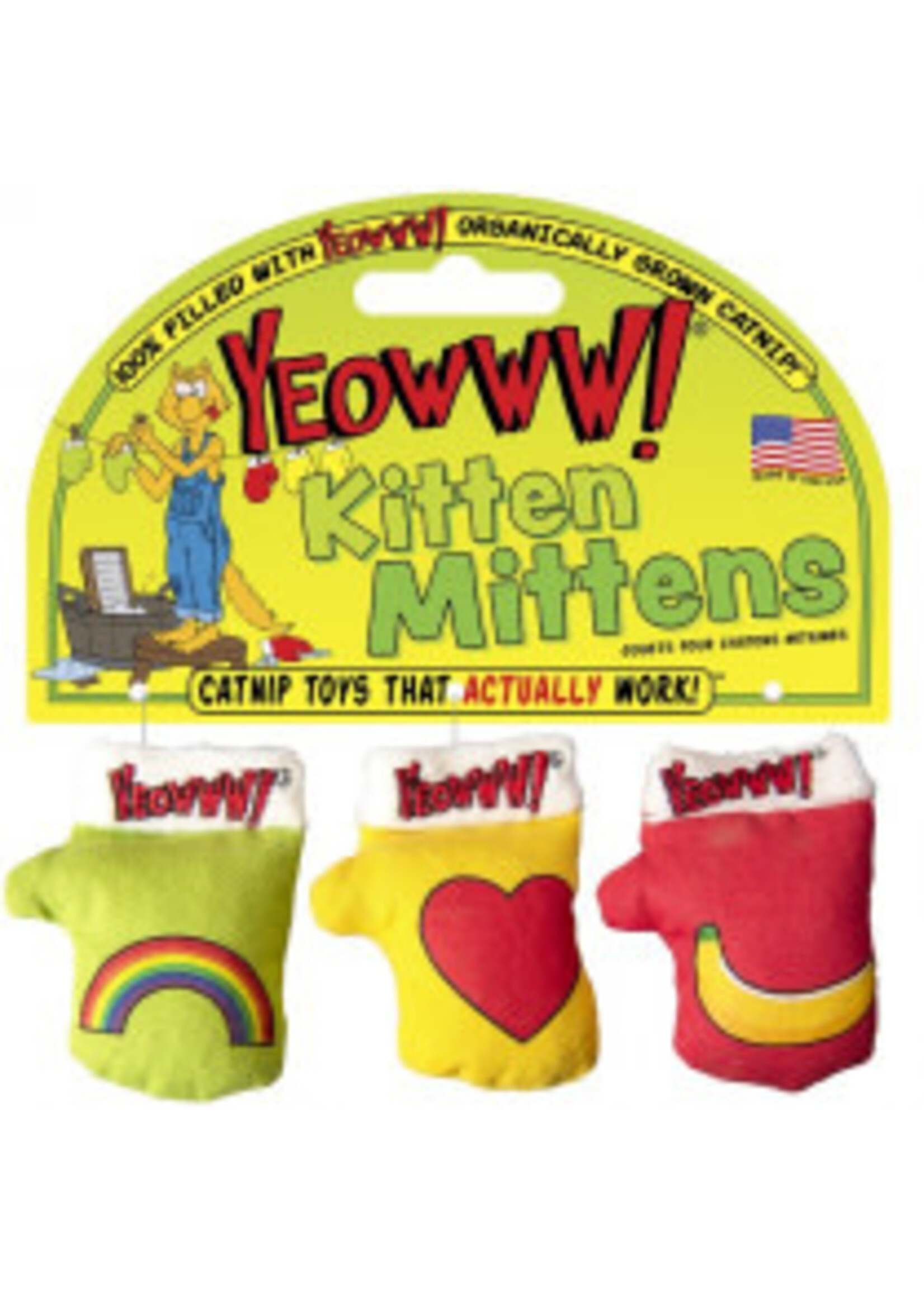 Ducky World Ducky World Yeowww! Kitten Mittens Assorted 3pack Catnip