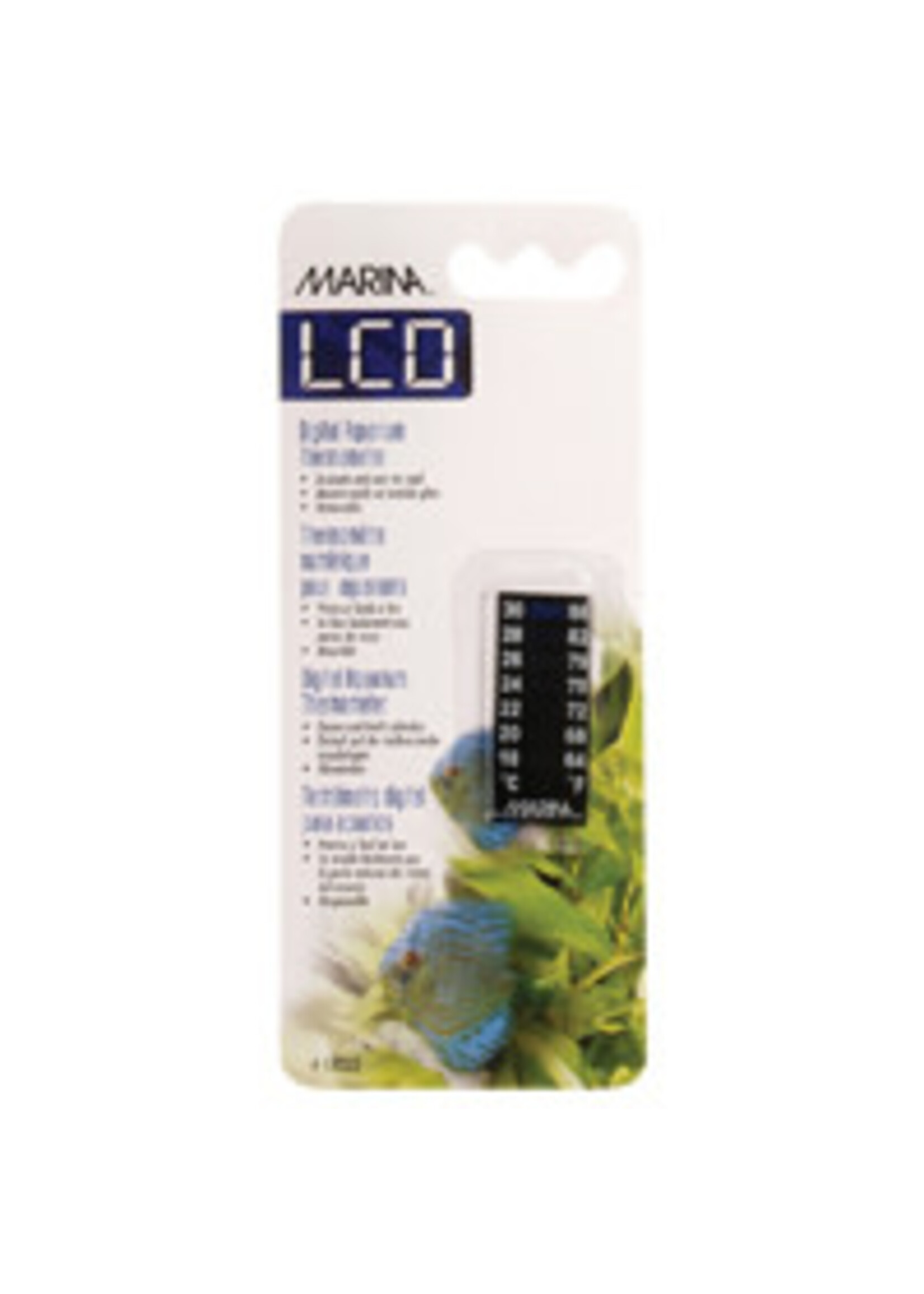 Marina Marina LCD Aquarium Thermometer- Centigrade-Fahrenheit- 18 to 30C (64 to 86F)