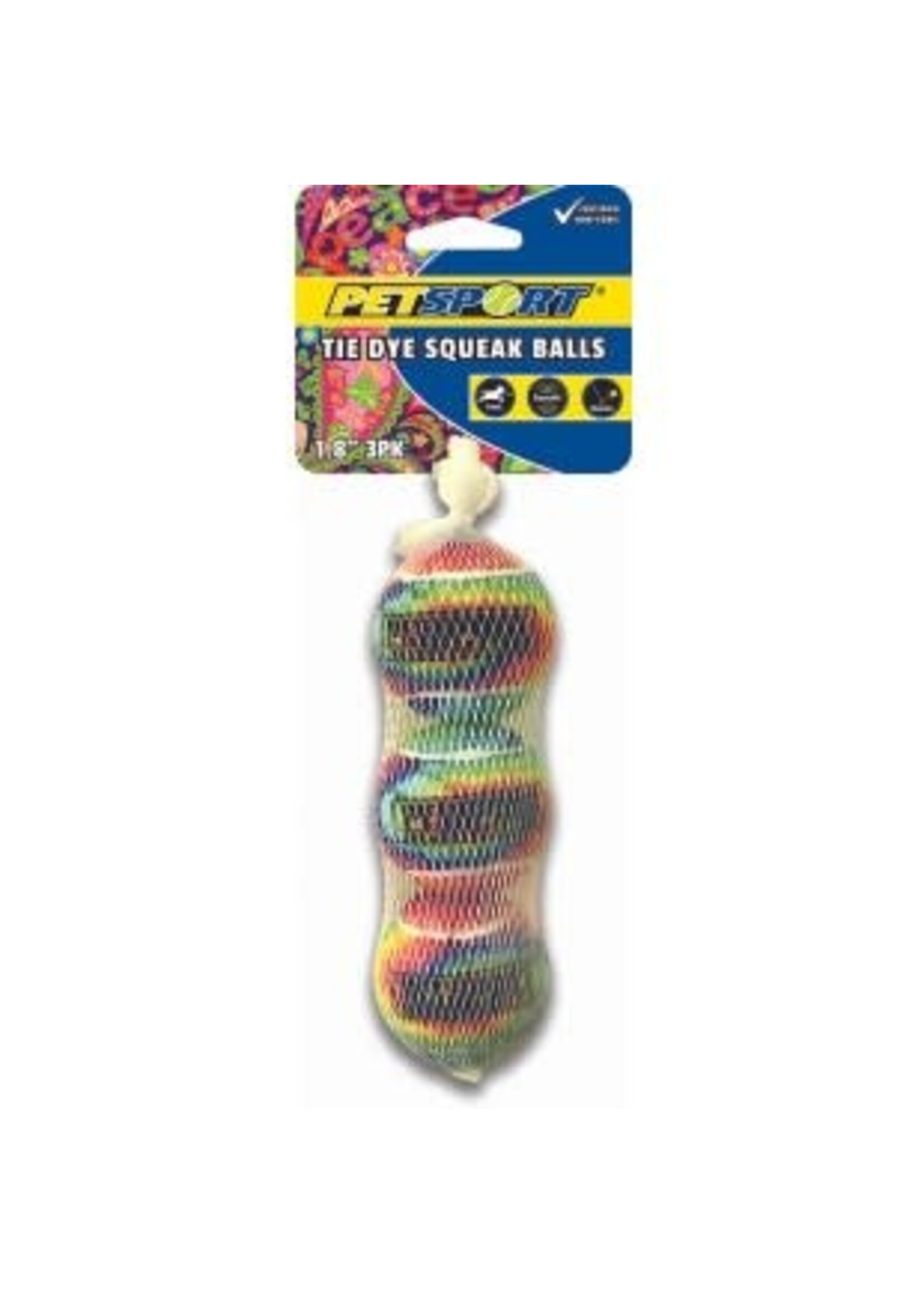 Petsport Petsport Tie Dye Squeak Ball 1.8" 3pack