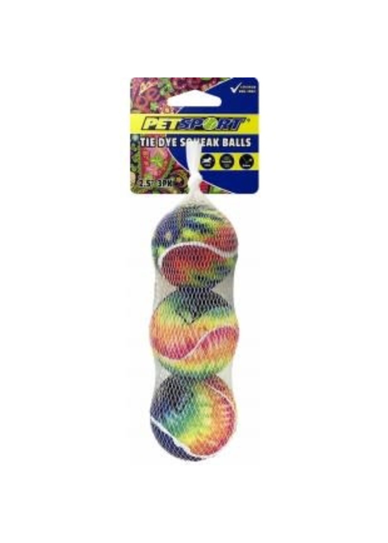 Petsport Petsport Tie Dye Squeak Ball 2.5" 3pack